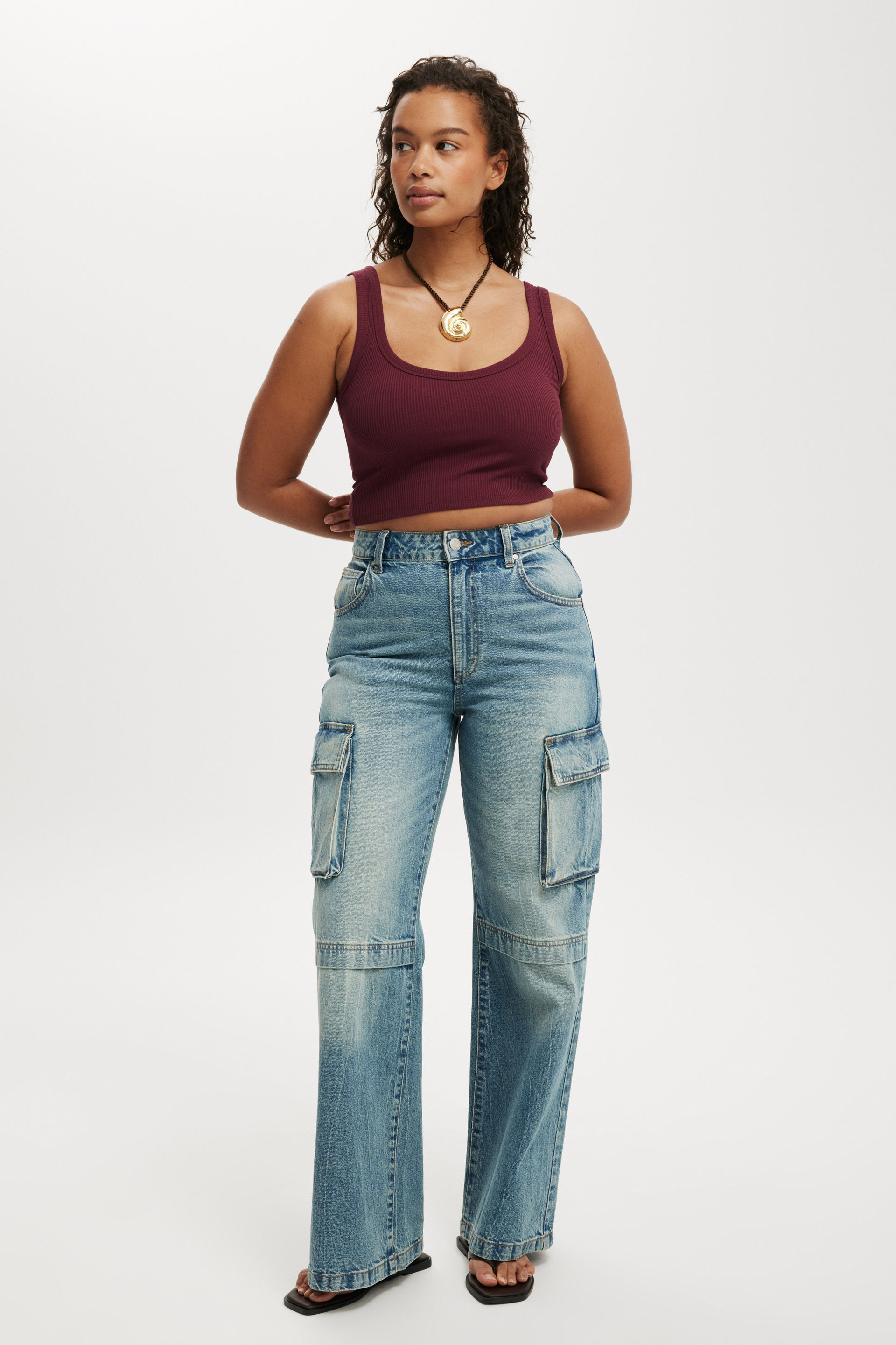 Curvy Cargo Wide Jean canyon blue
