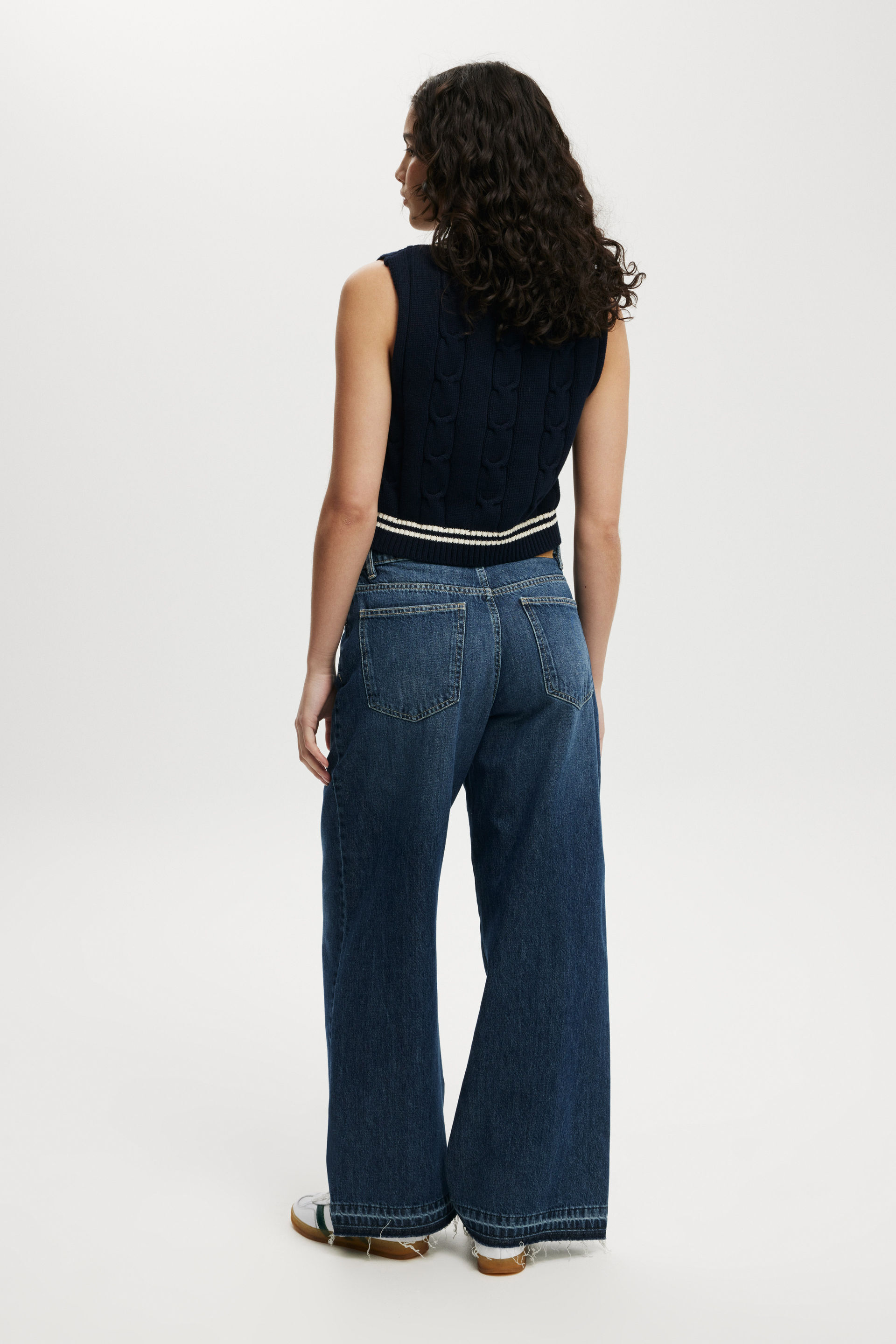 Relaxed Wide Jean deepwater blue/hem
