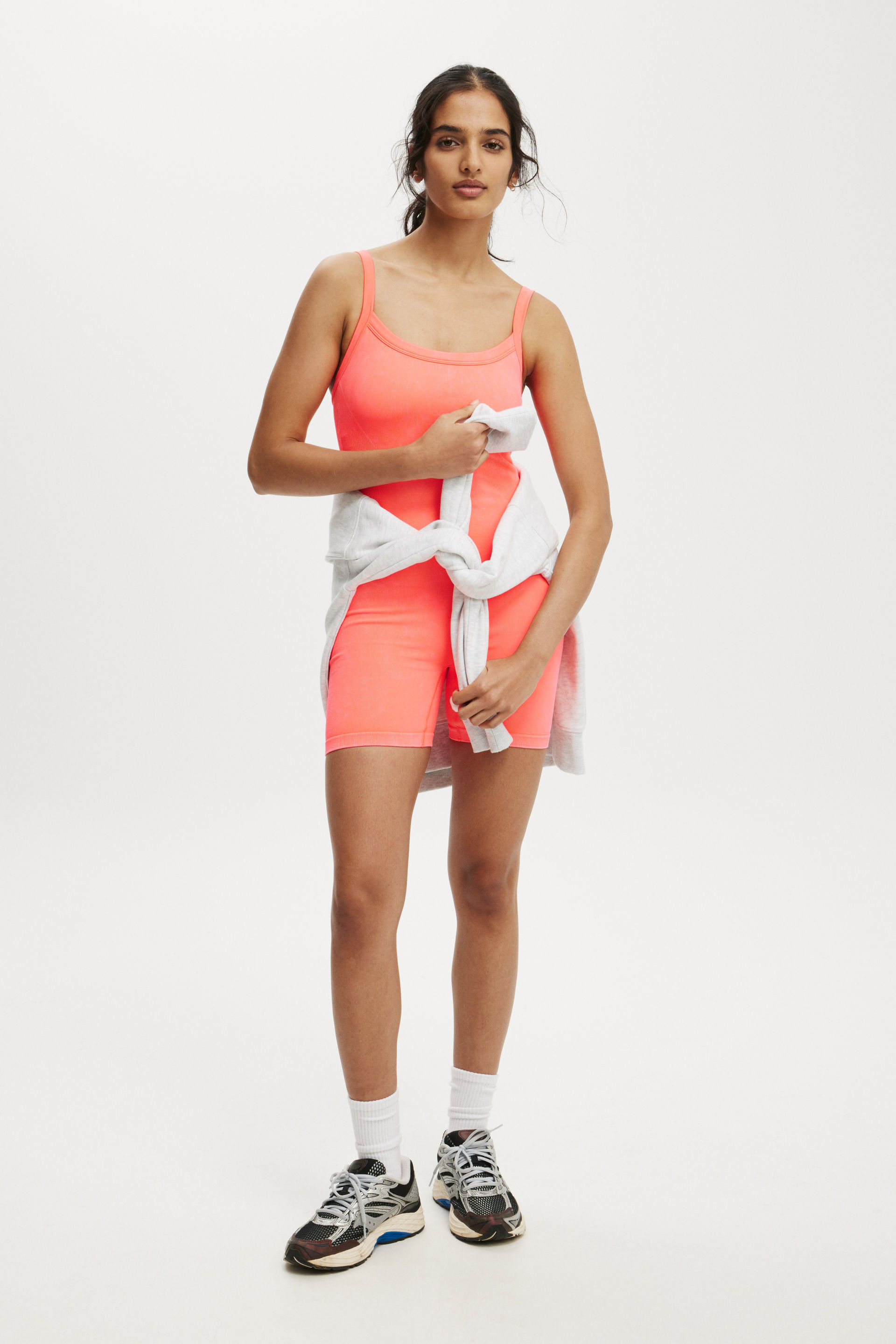 Seamless Rib Onesie washed vibrant orange