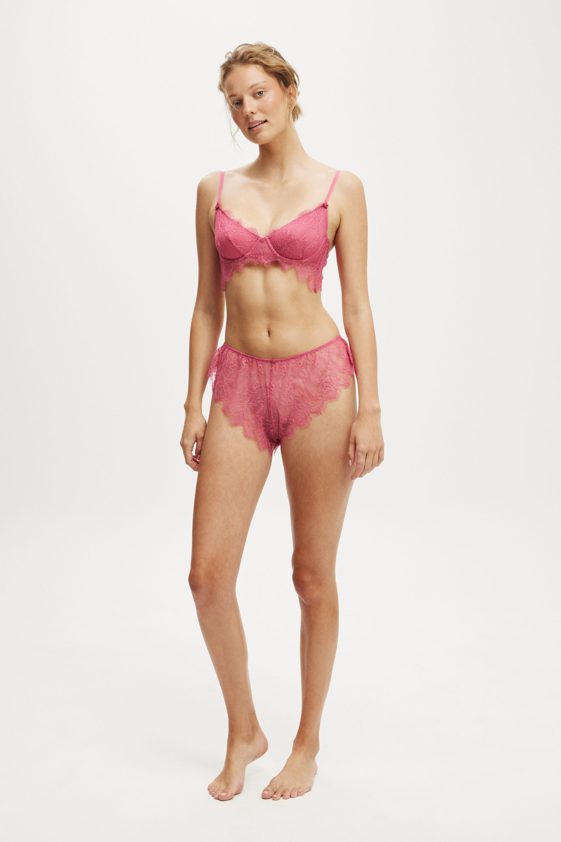 Eyelash Lace Underwire Bra raspberry sorbet