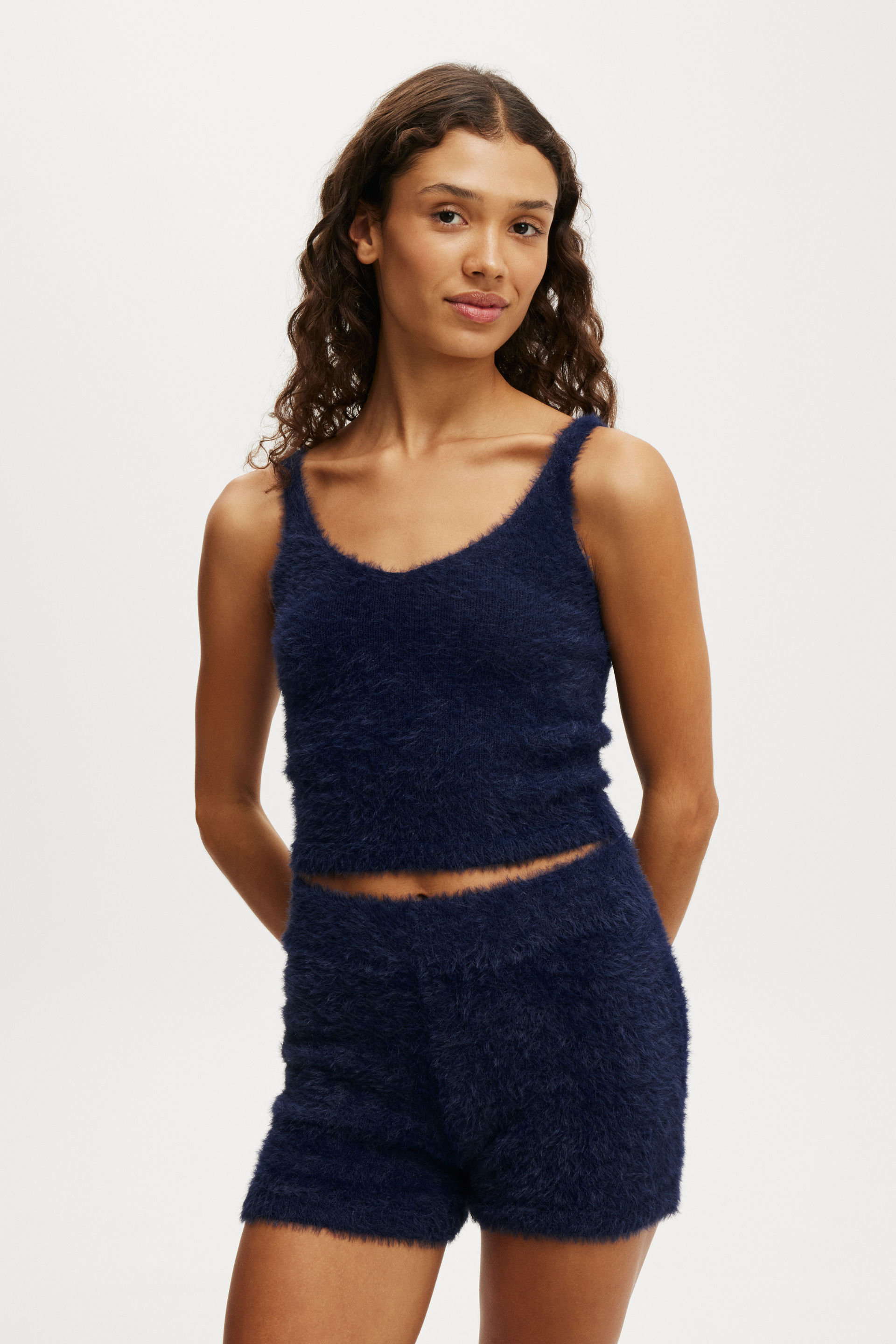 Fluffy Knitted Cami navy vision/fluffy