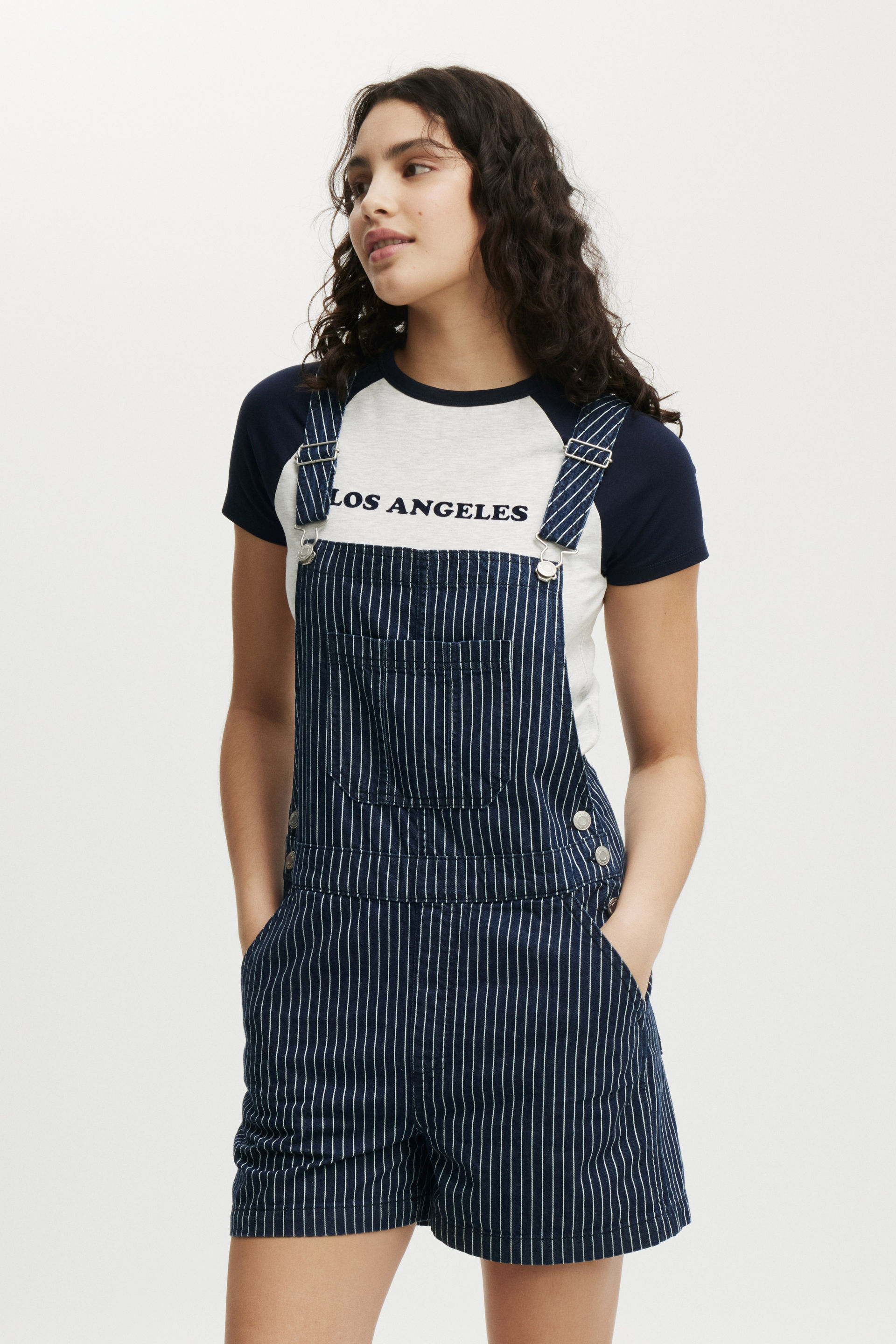 Short Denim Overall apollo stripe