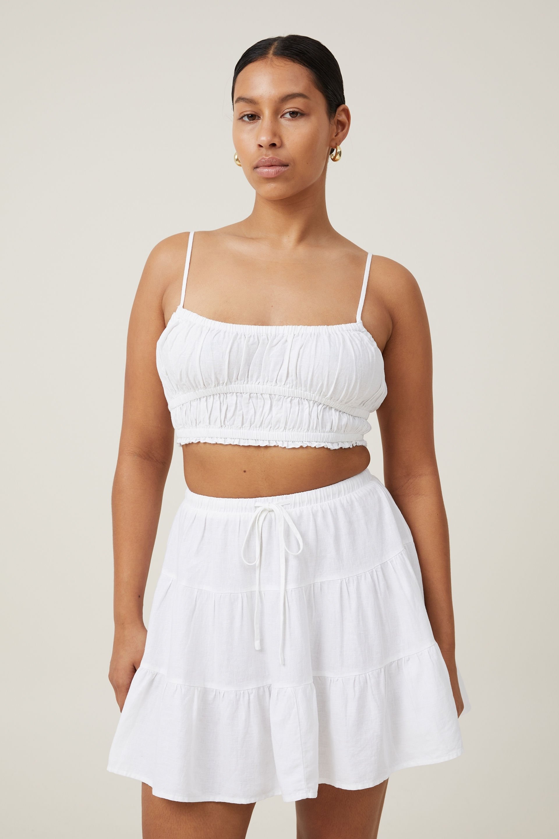 Haven Tiered Mini Skirt white