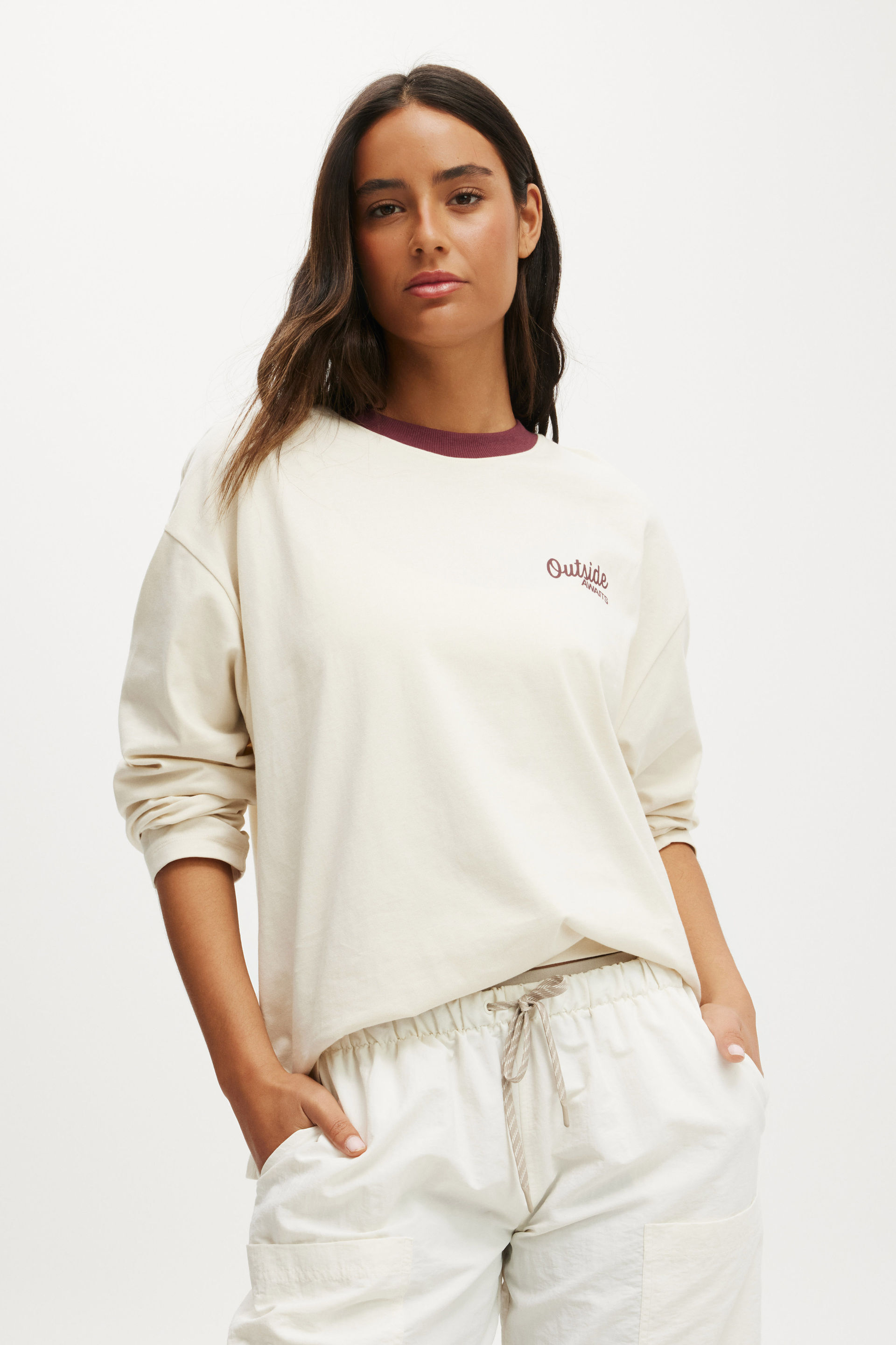 Long Sleeve Graphic Crew coconut milk/outdoors club
