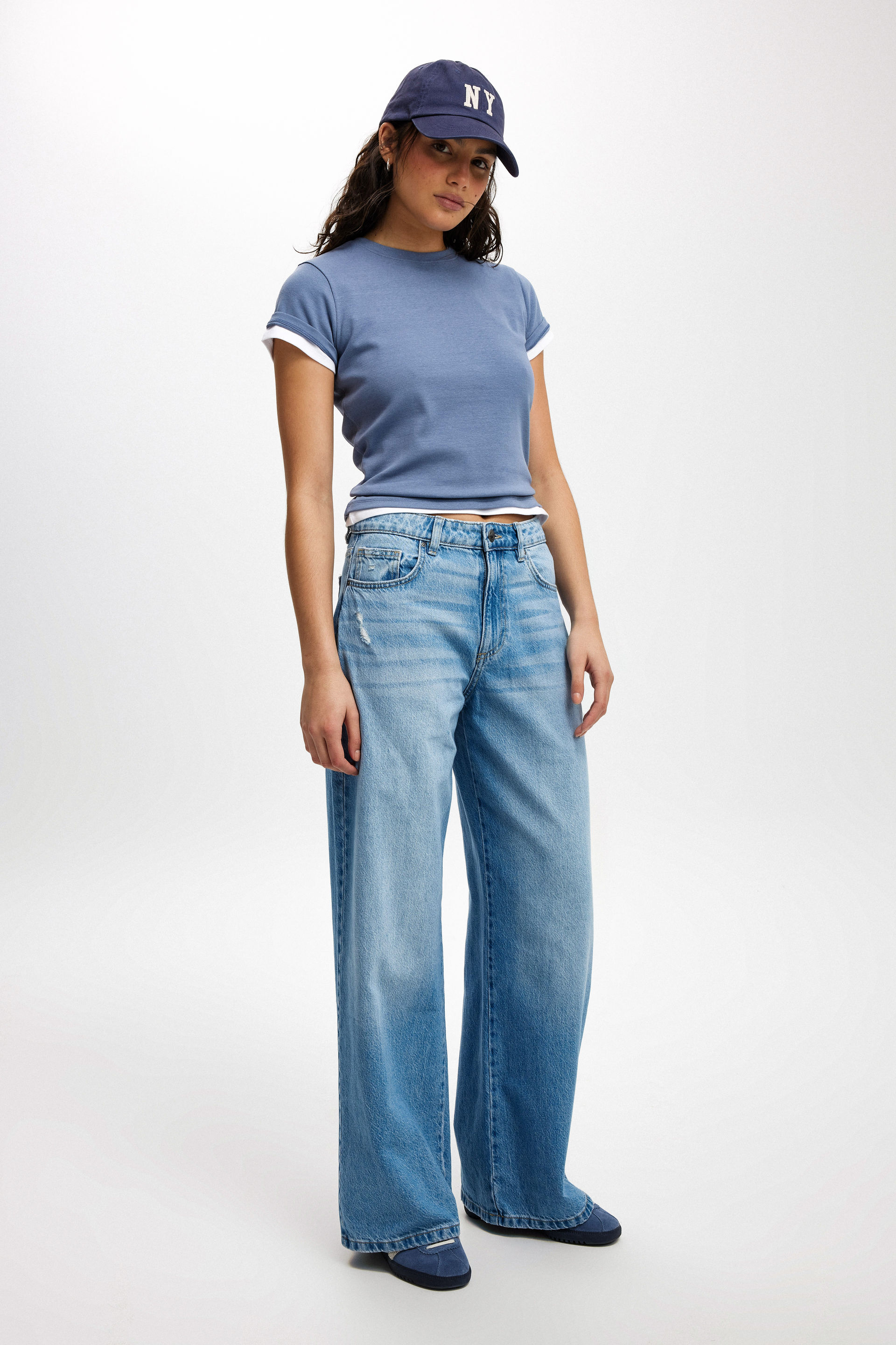 Relaxed Wide Jean breeze blue worn