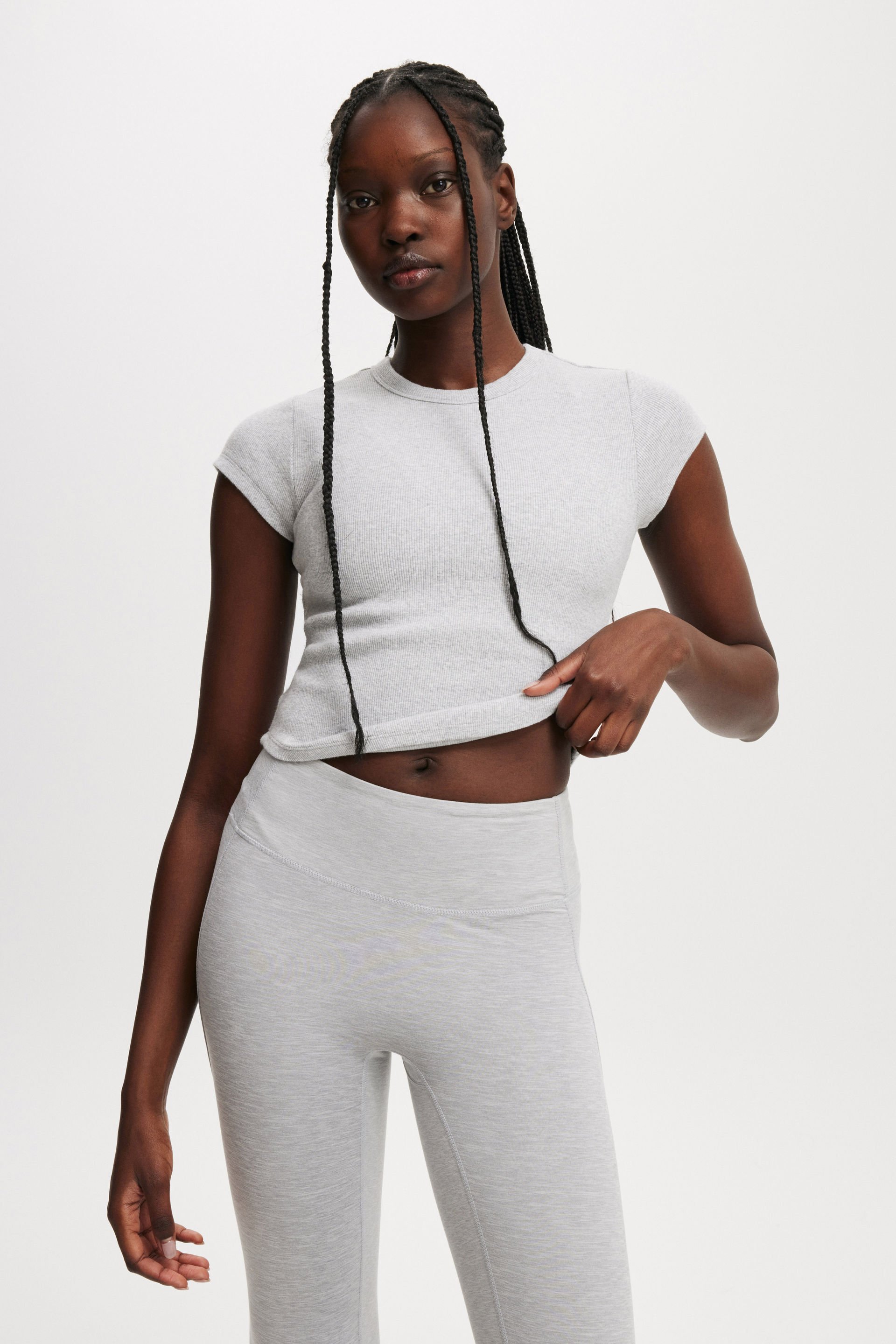 Active Curved Hem Baby Tee light grey marle