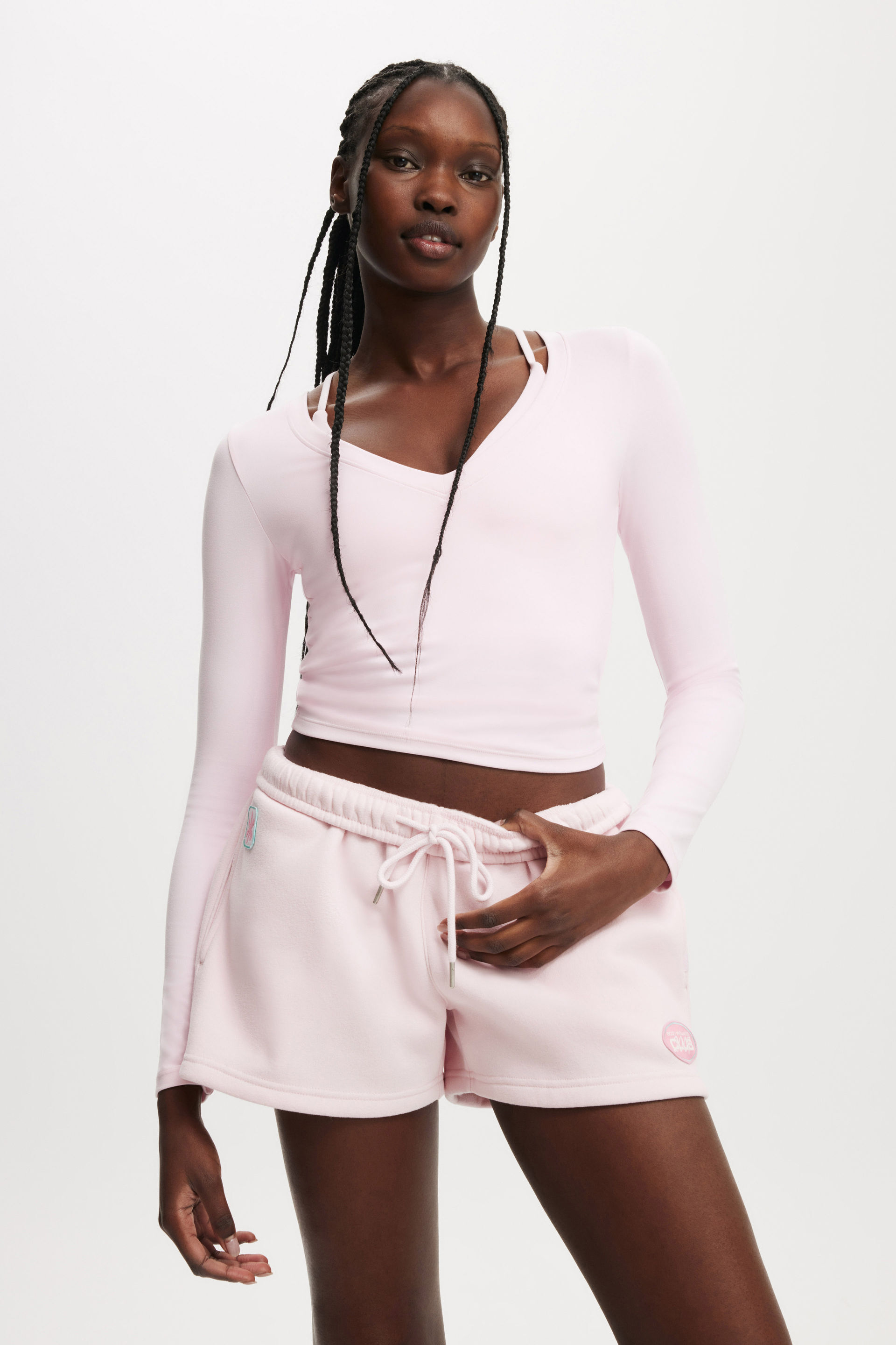 Ultra Soft Plunge Front Long Sleeve cherry dream