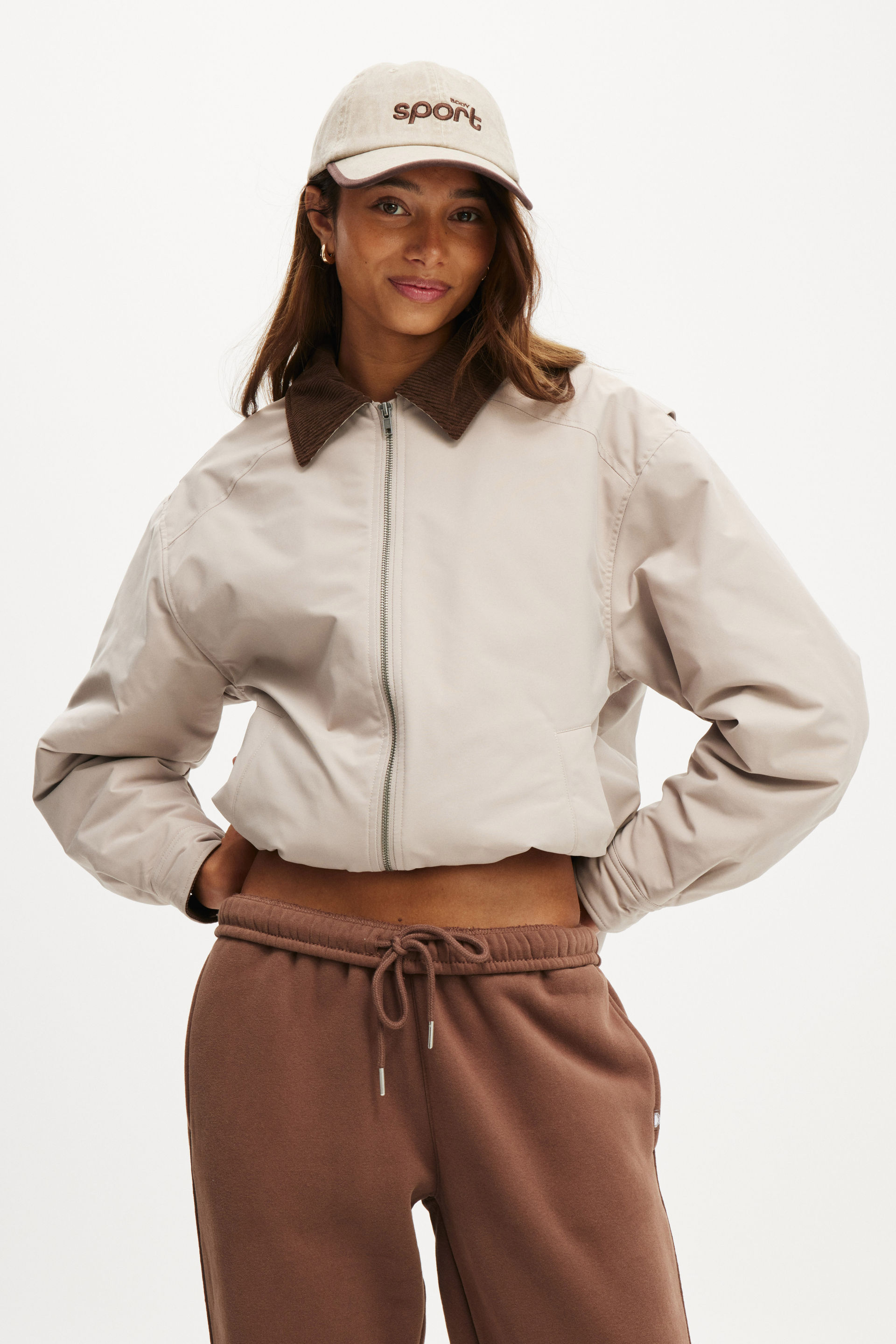 Contrast Collar Oversized Jacket allspice/deep taupe