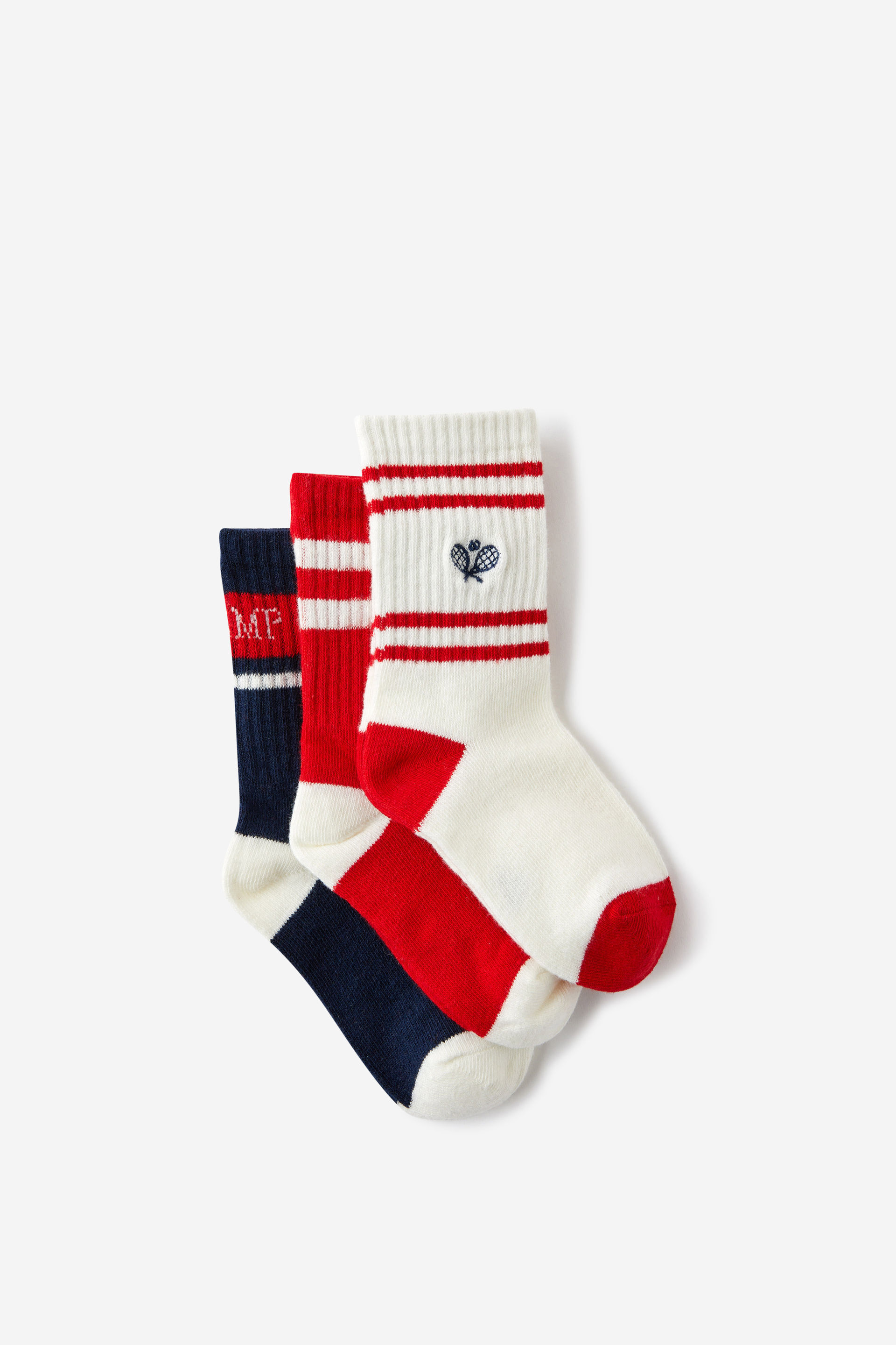 Kids 3Pk Crew Socks vanilla tennis/ in the navy champ/varsity red