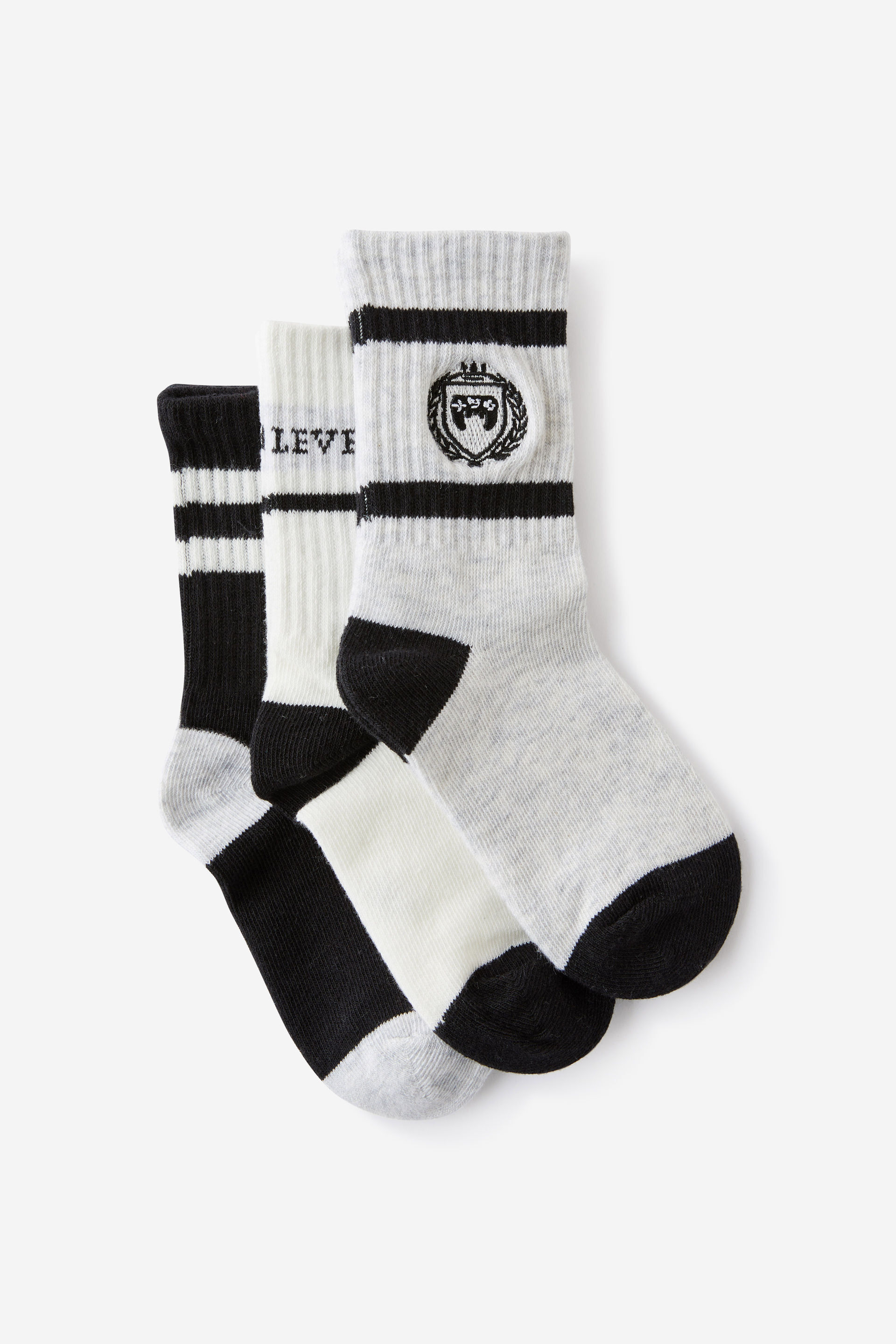 Kids 3Pk Crew Socks cloud marle next level/vanilla/phantom stripe