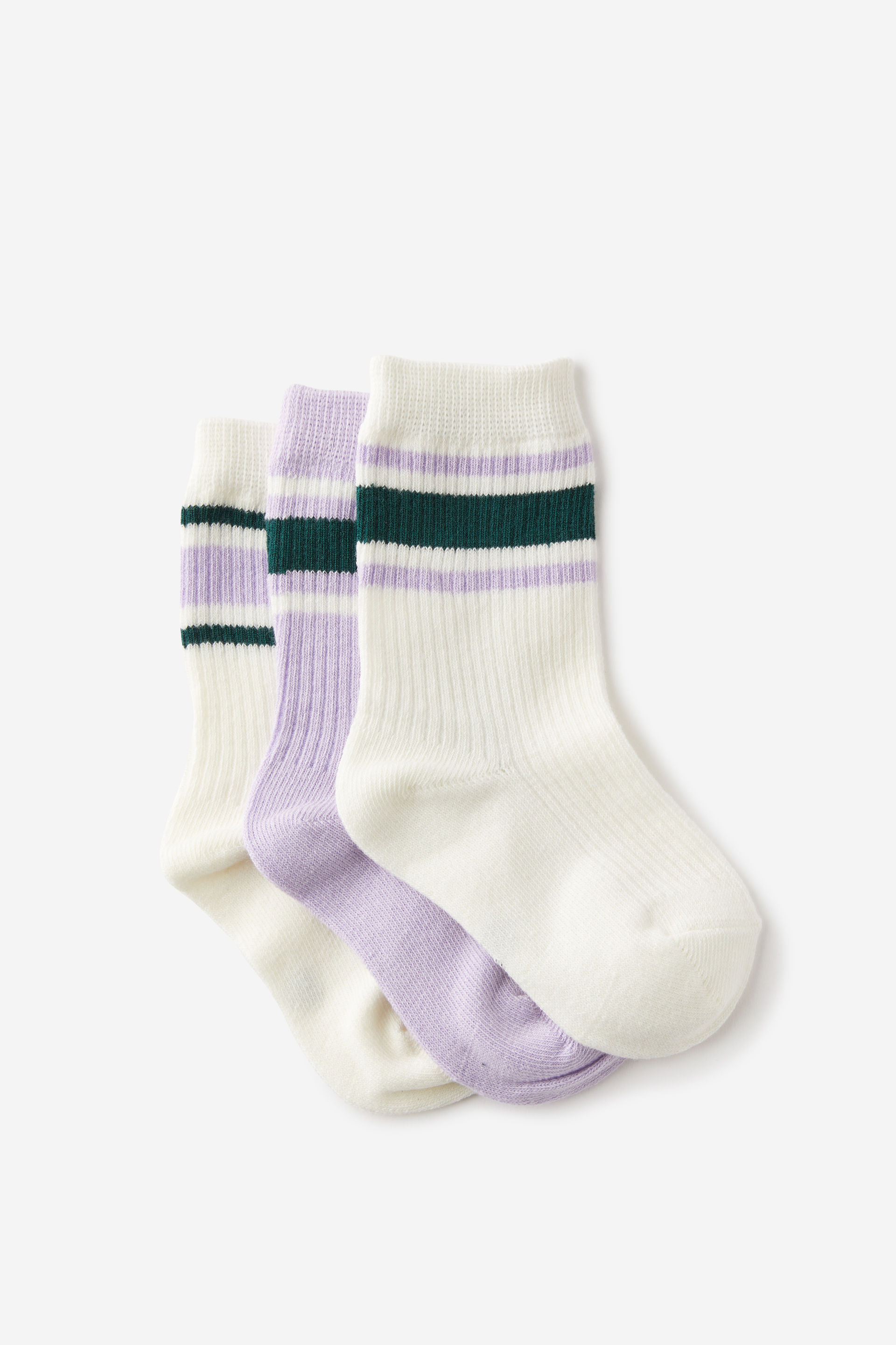 Kids 3Pk Crew Socks lilac mood/squid ink/vanilla