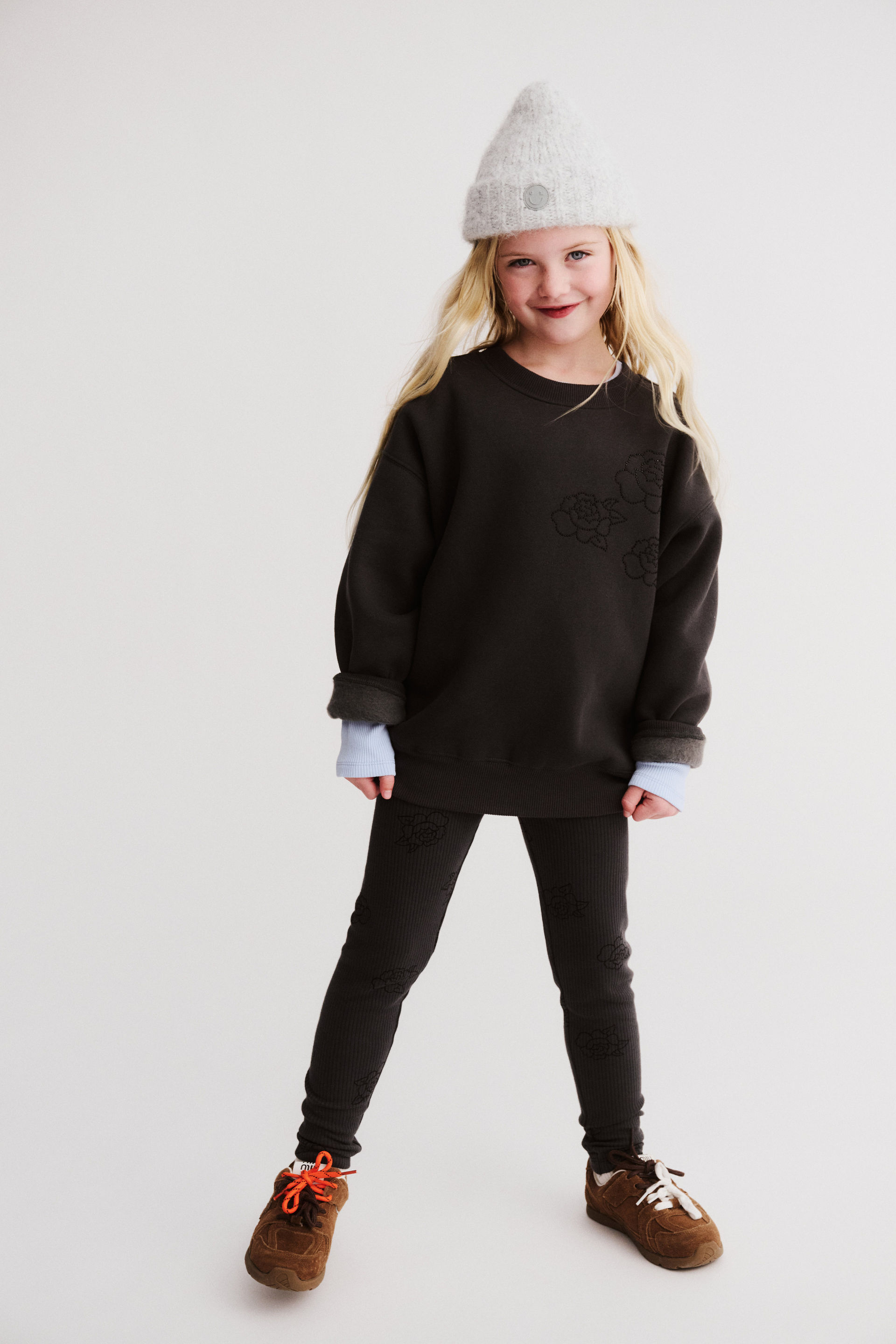Fleece Legging phantom/rose