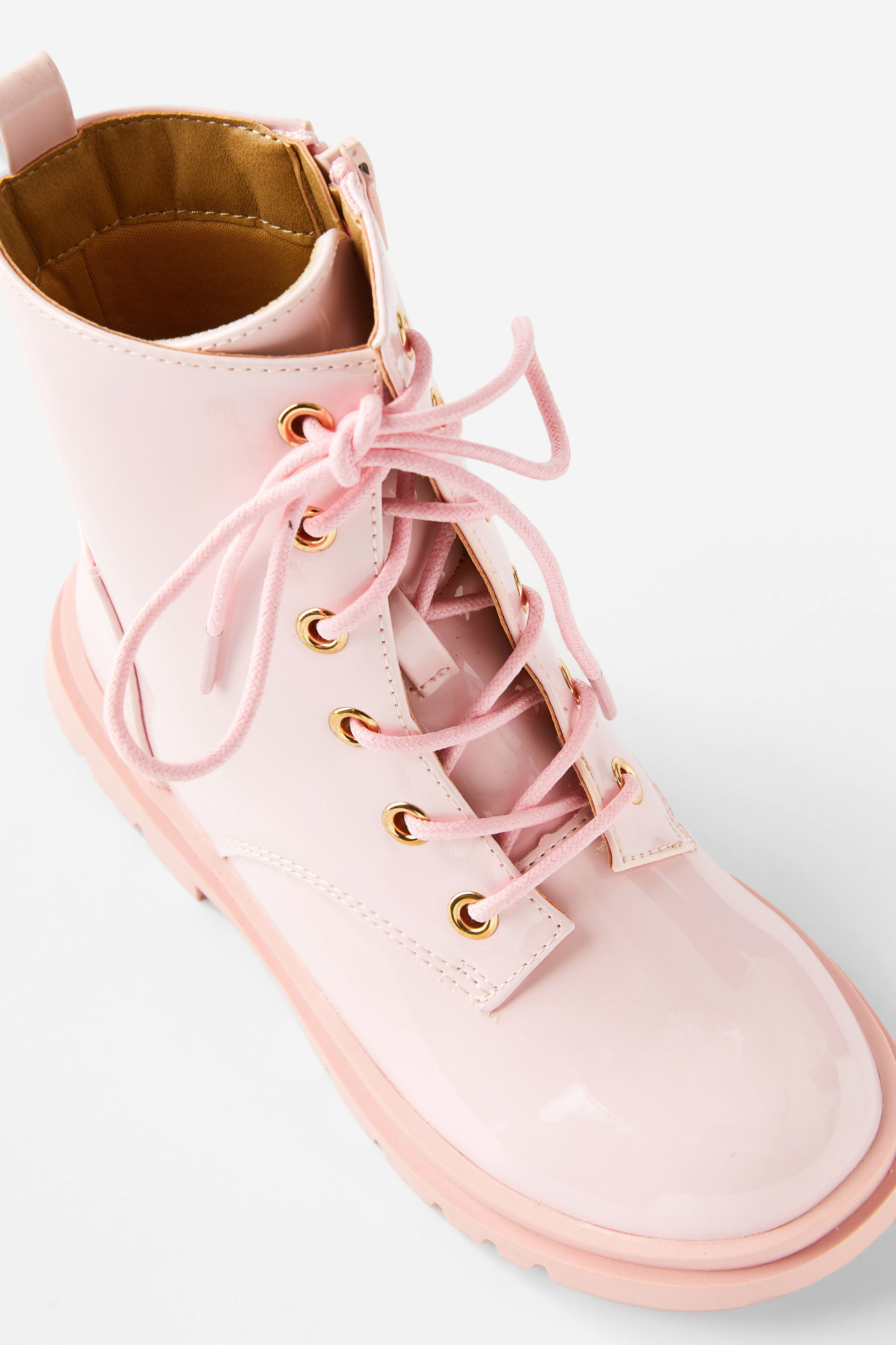 Combat Lug Boot fairy pink patent