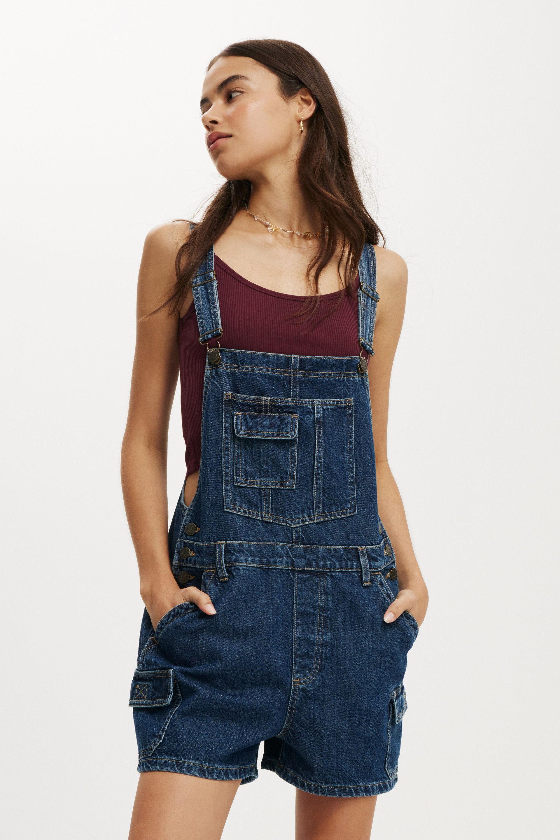 Short Denim Overall nordic blue/cargo