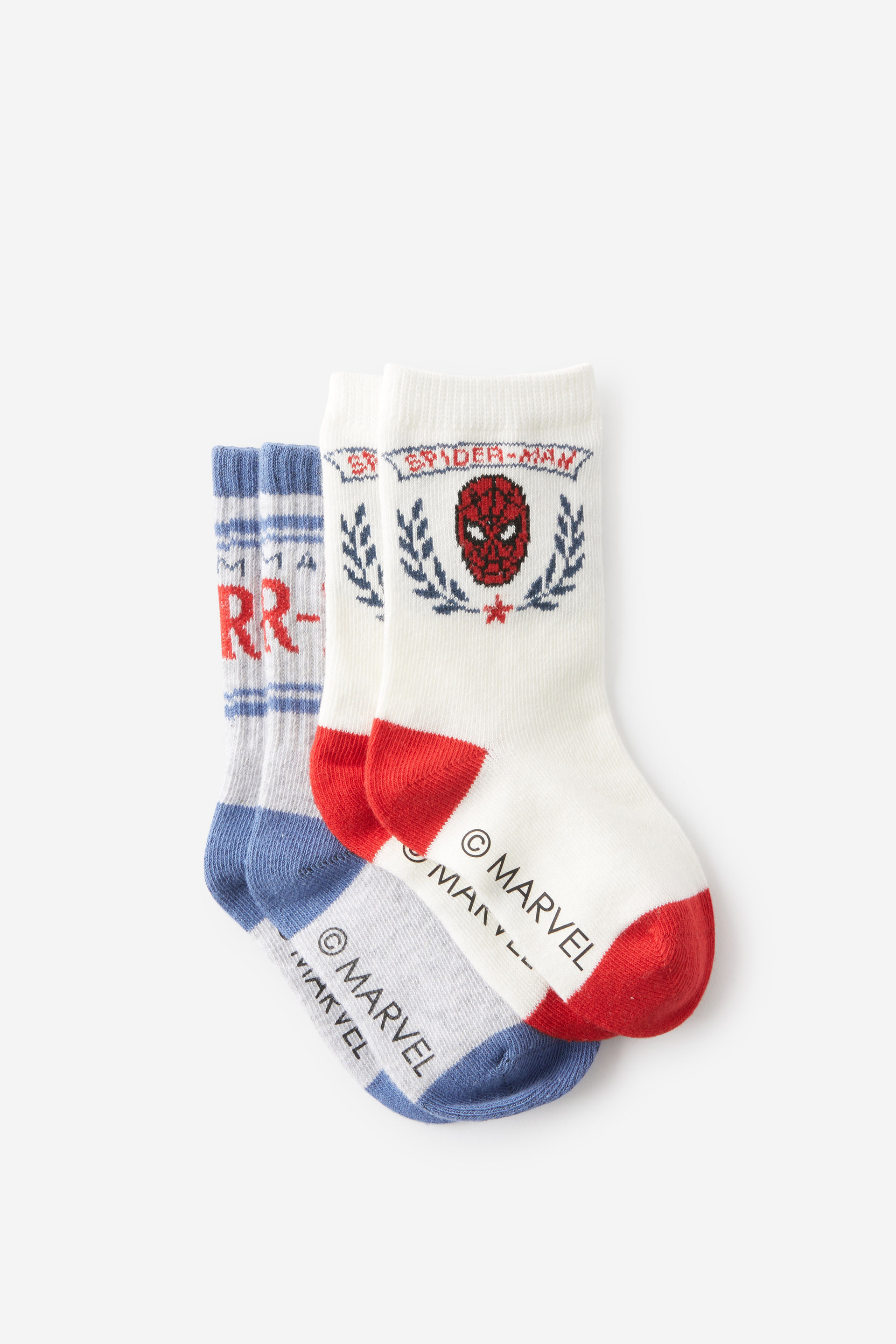Spiderman 2Pk Crew Sock lcn mar vanilla/spiderman crest
