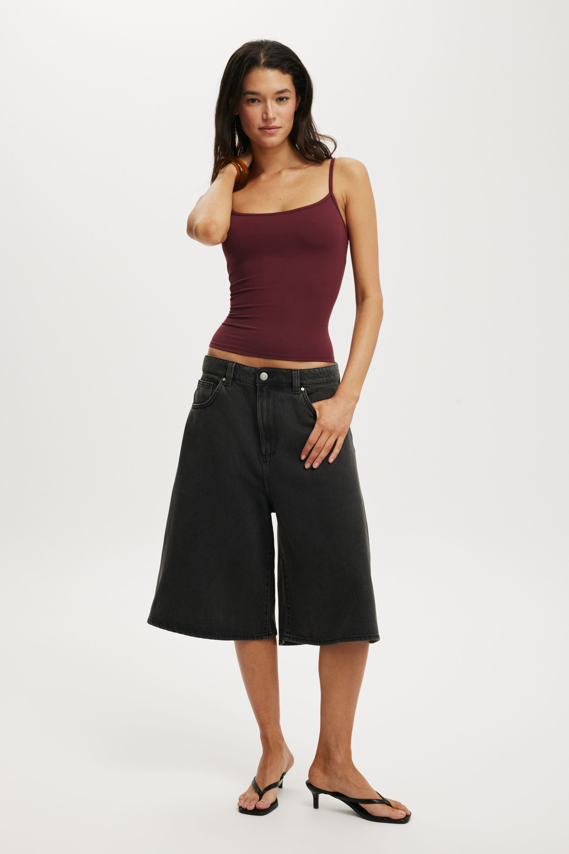 Lyocell Wide Denim Jort used black