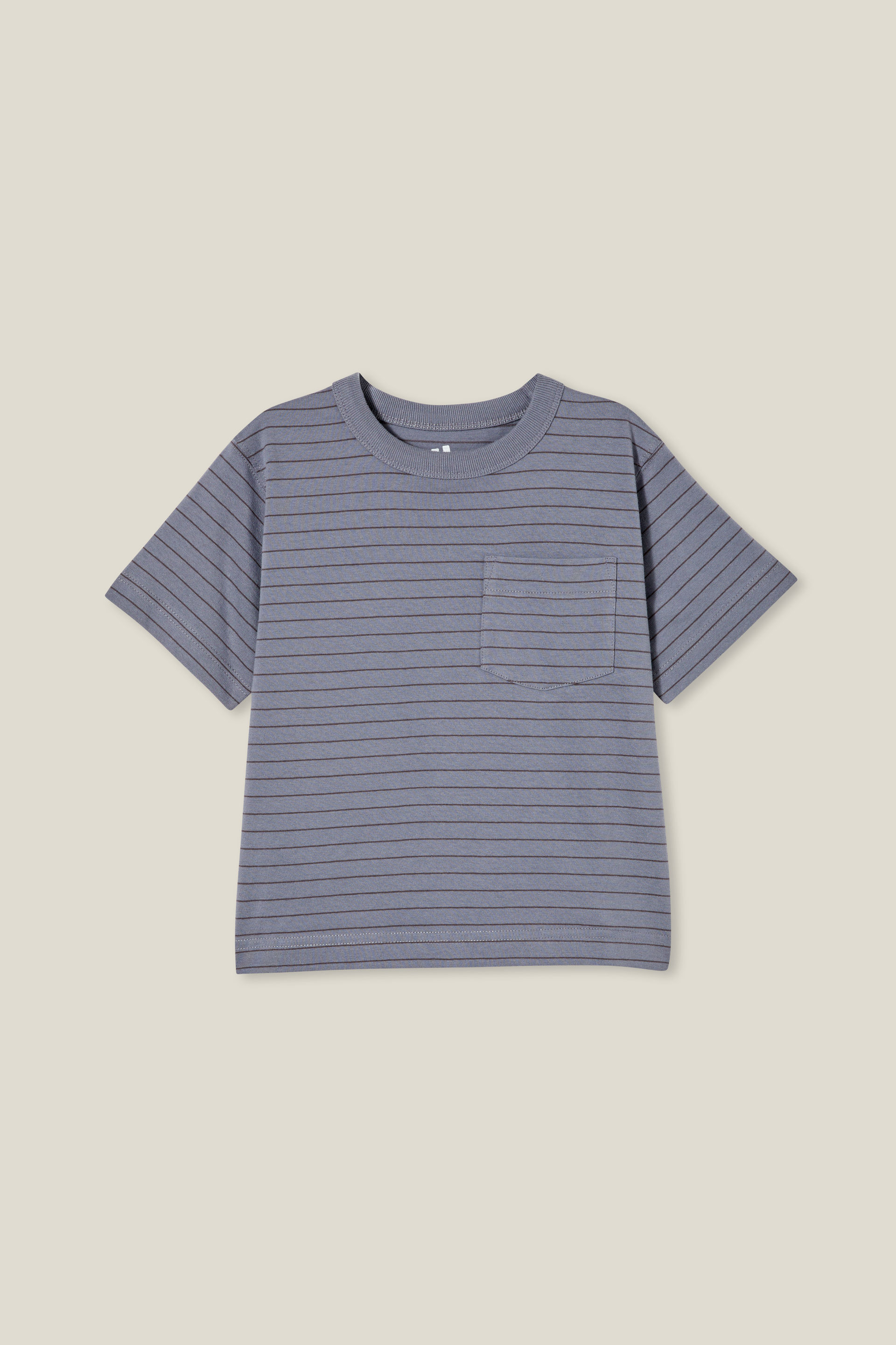 The Essential Short Sleeve Tee steel/rabbit grey stripe