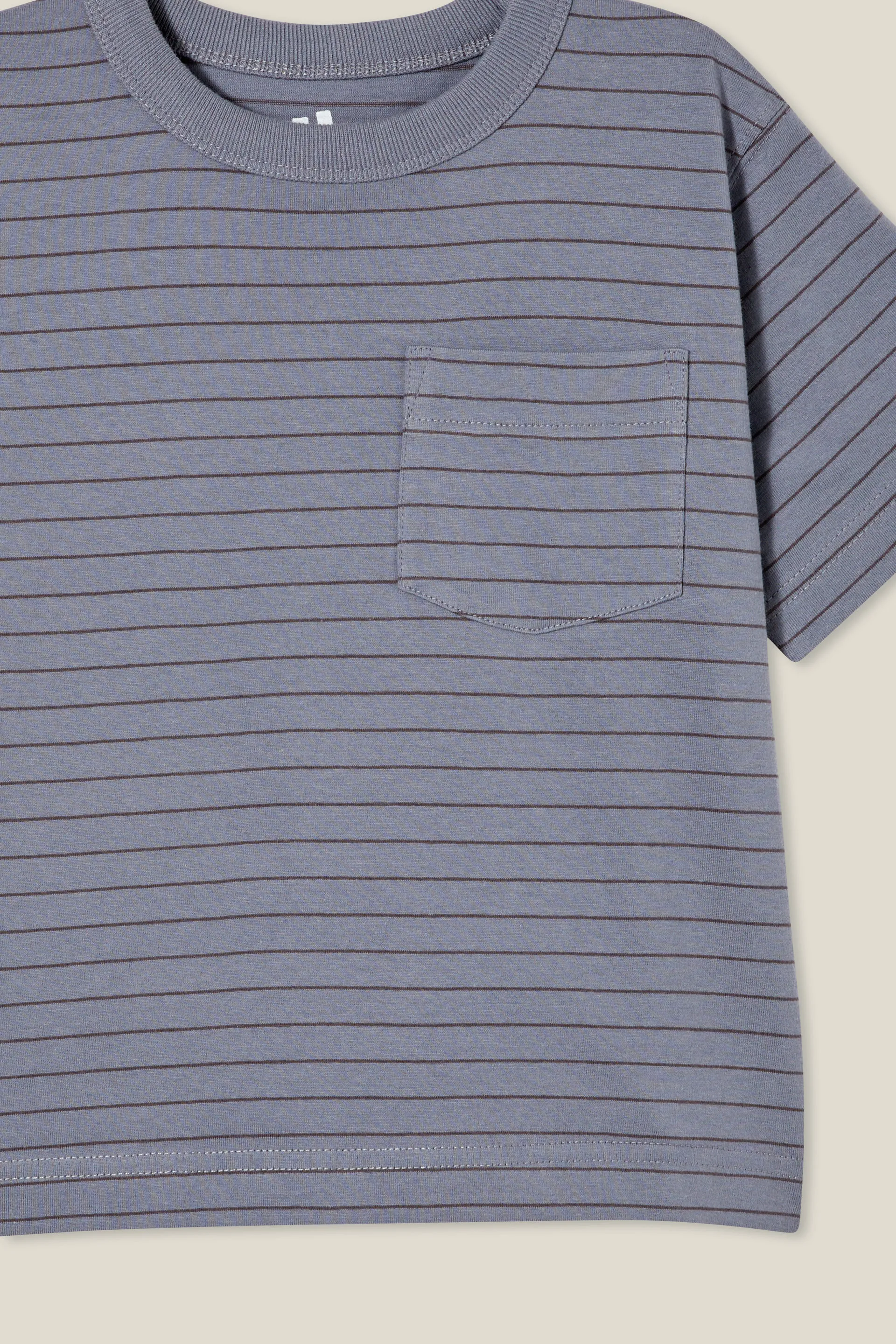 The Essential Short Sleeve Tee steel/rabbit grey stripe