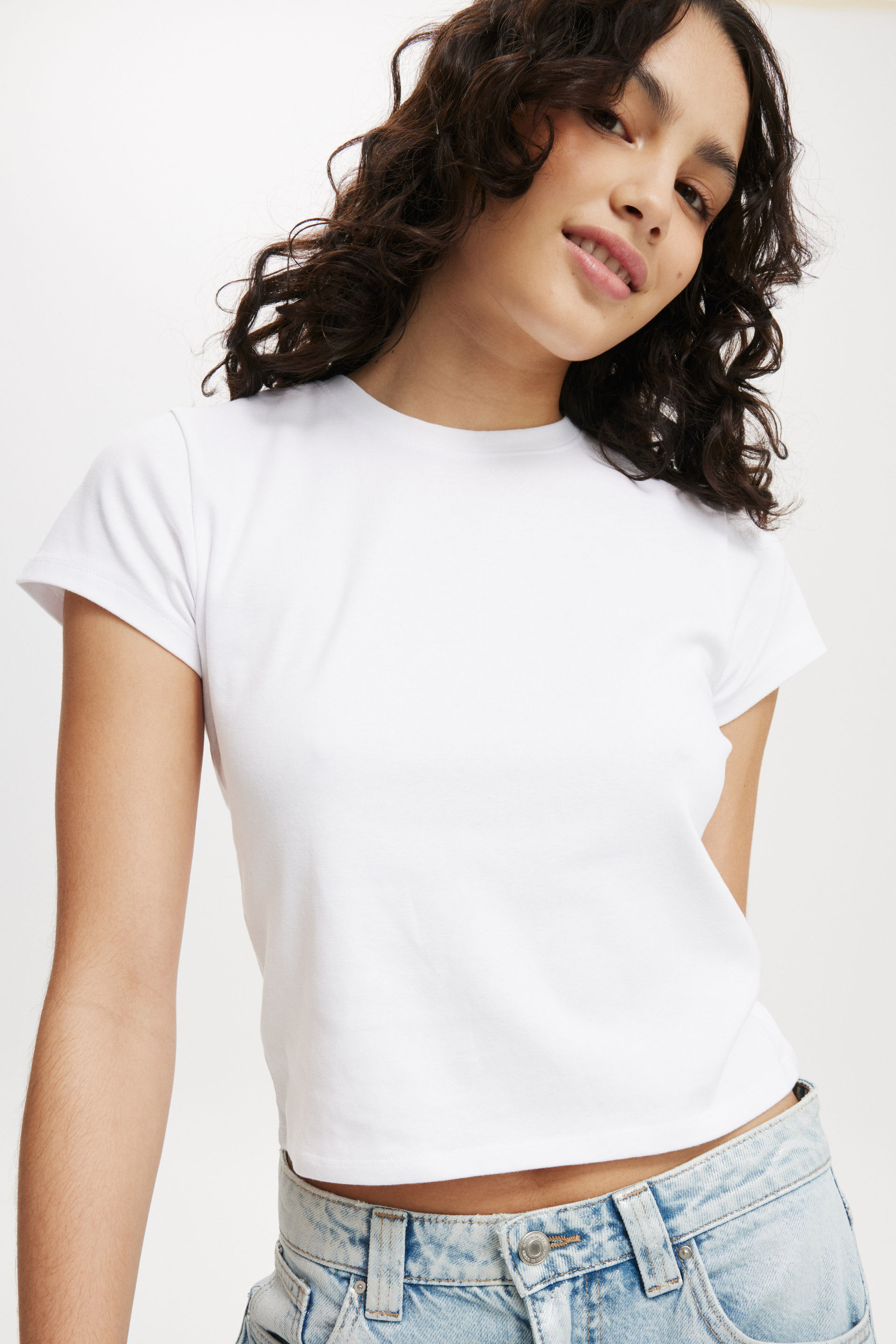 90S Baby Tee white