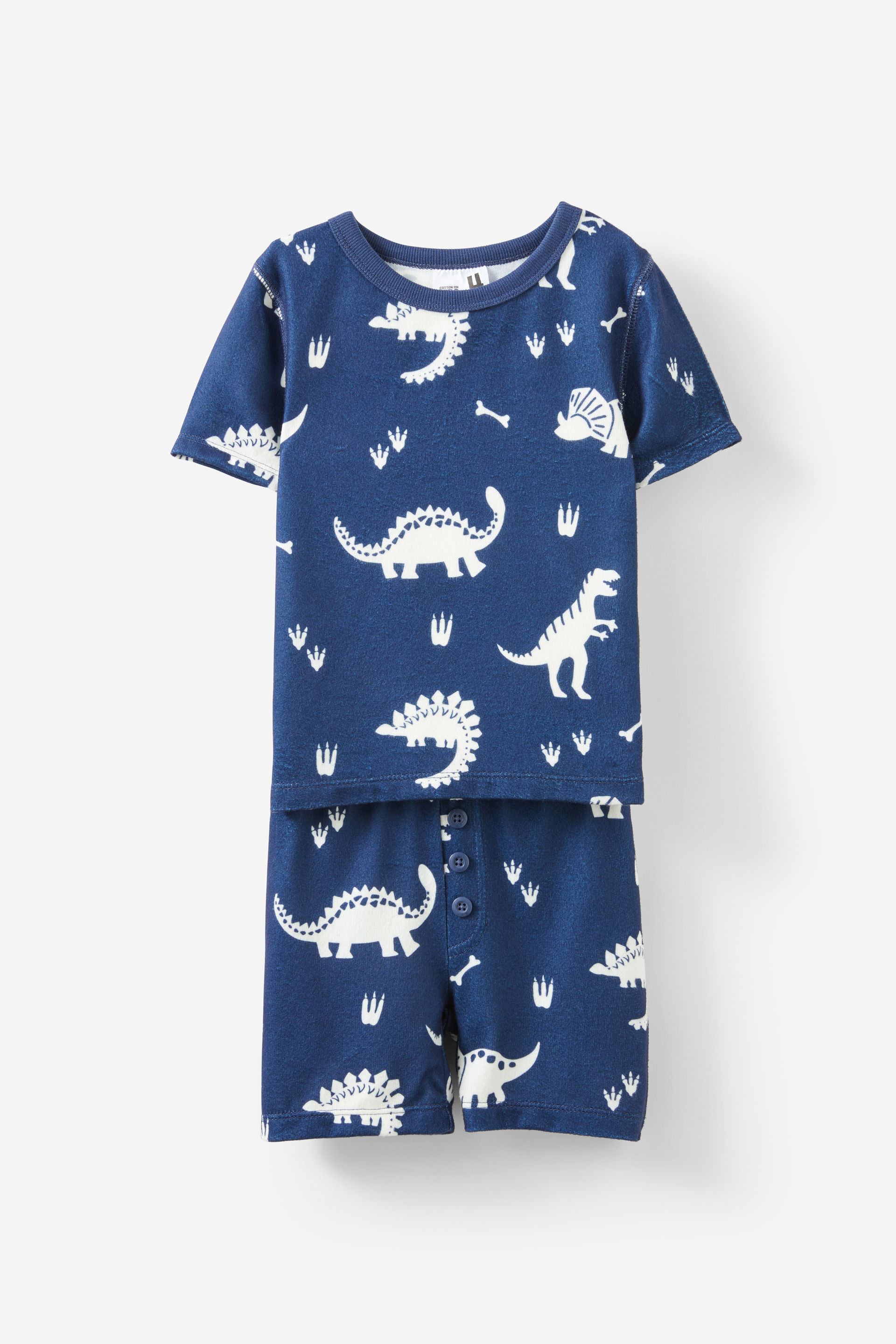 Sawyer Super Soft Short Sleeve Pyjama Set in the navy/dino
