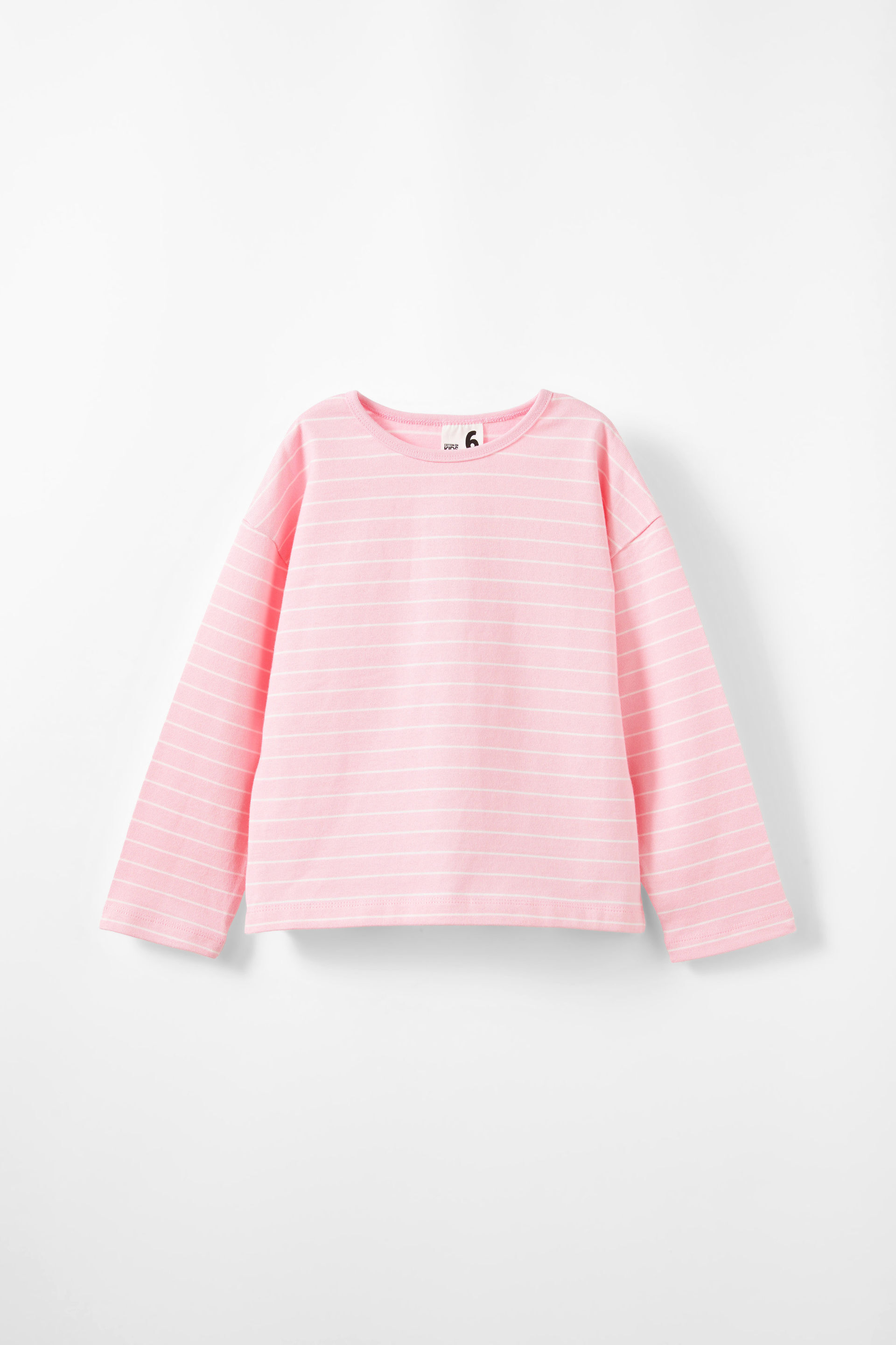 Piper Long Sleeve Tee blush pink/vanilla stripe