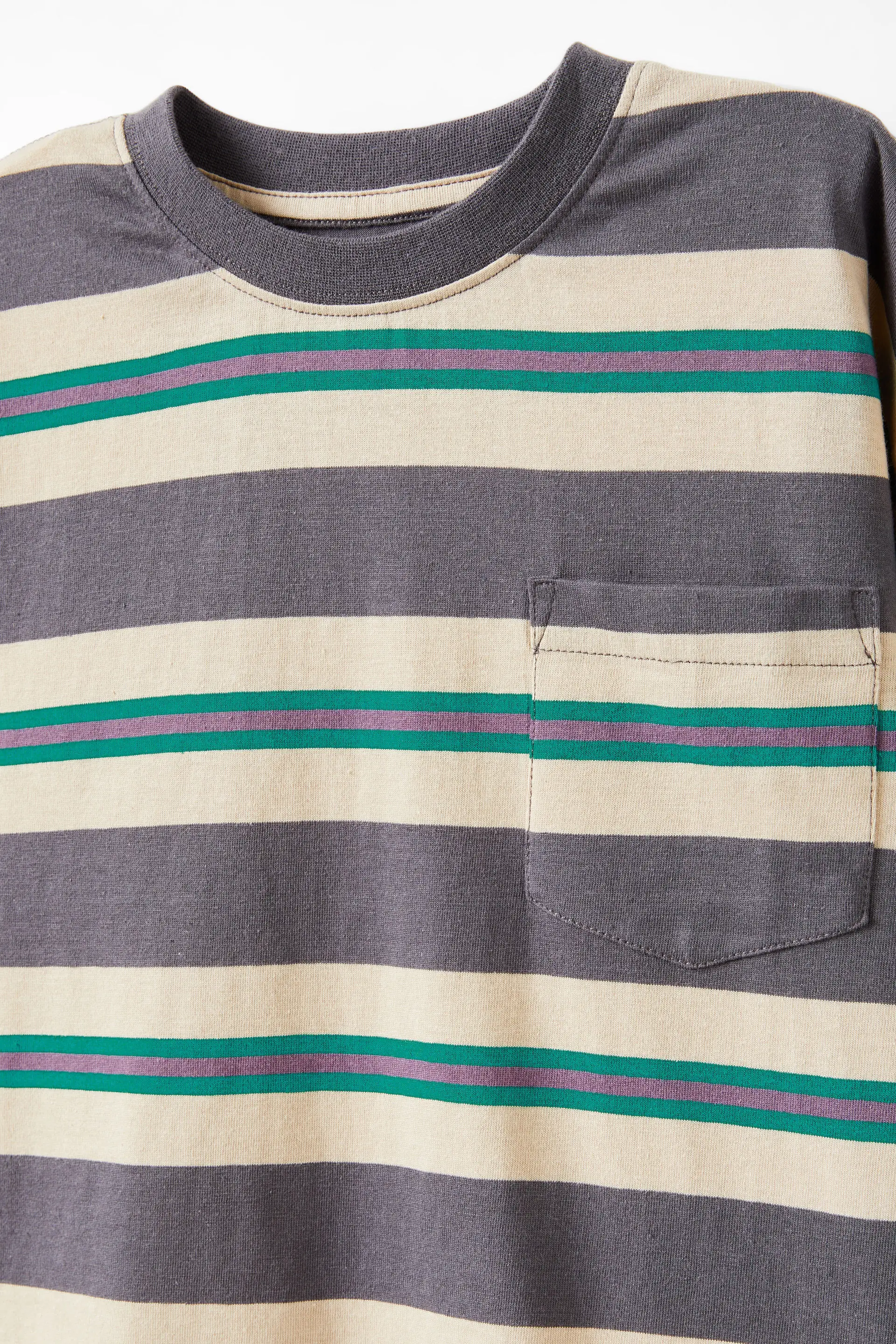 The Essential Long Sleeve Tee rabbit grey/multi stripe