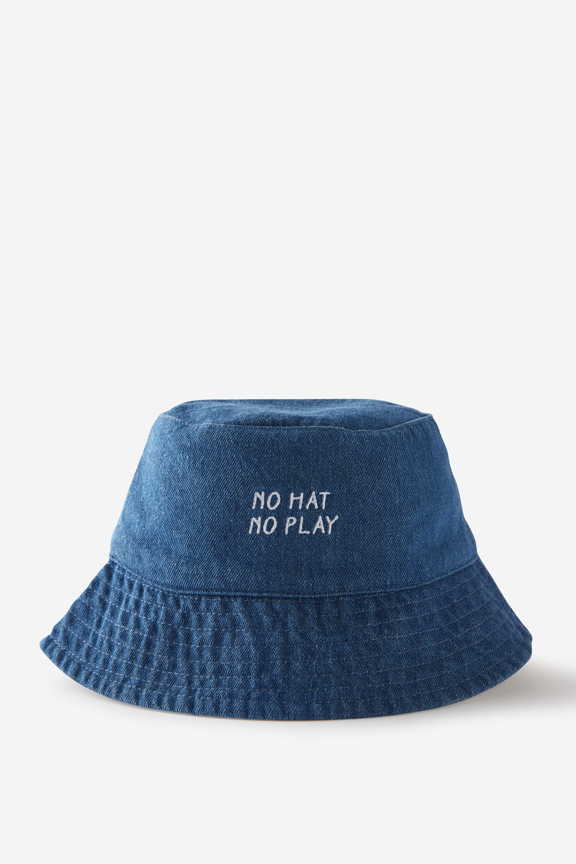 Kids Reversible Bucket Hat mid wash denim/no hat no play