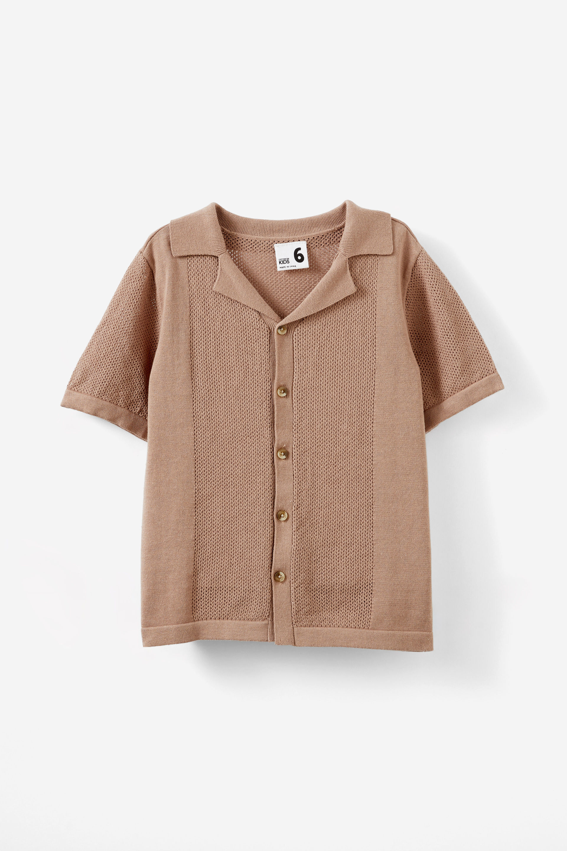 Knitted Short Sleeve Shirt mocha