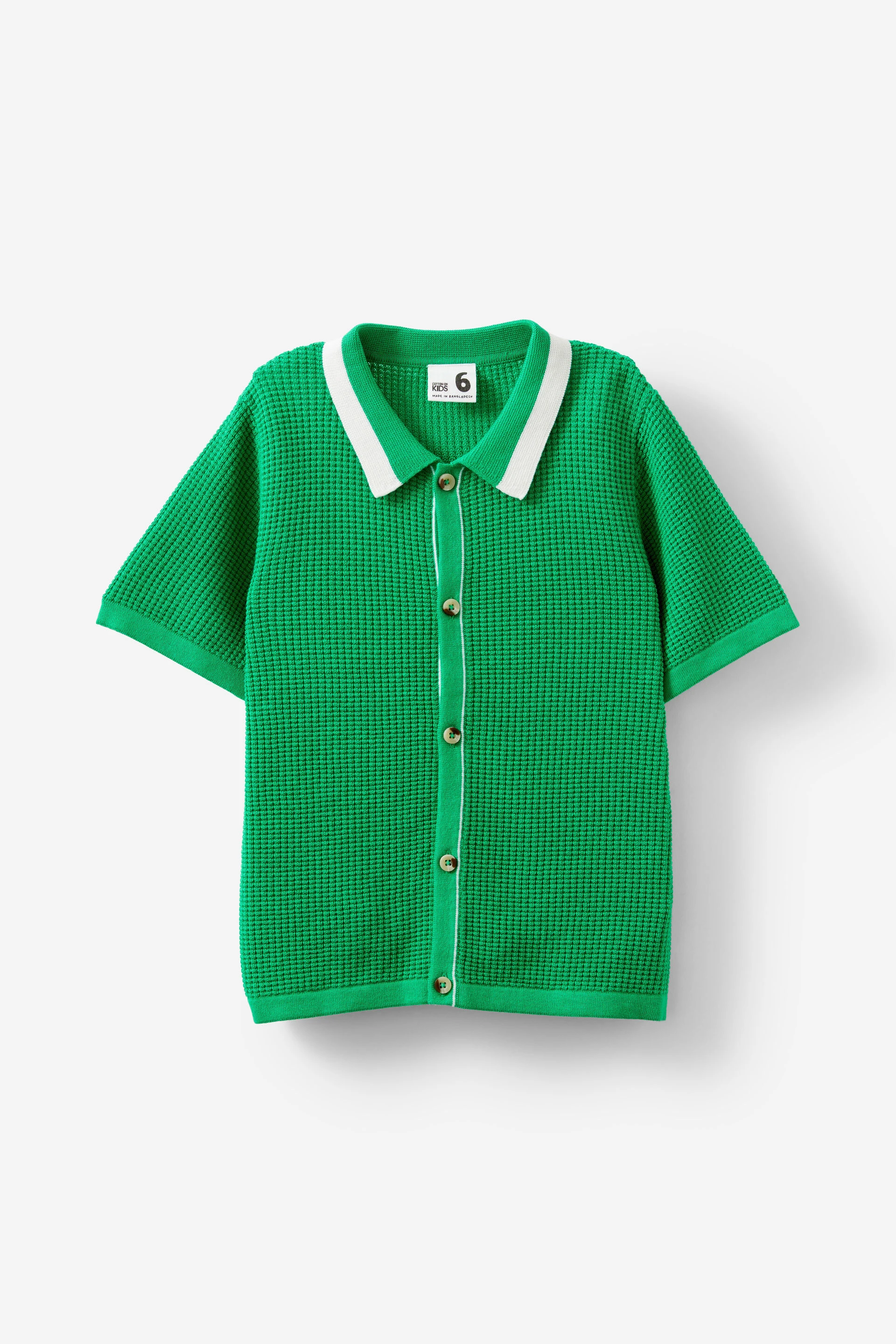 Knitted Short Sleeve Shirt island green/waffle