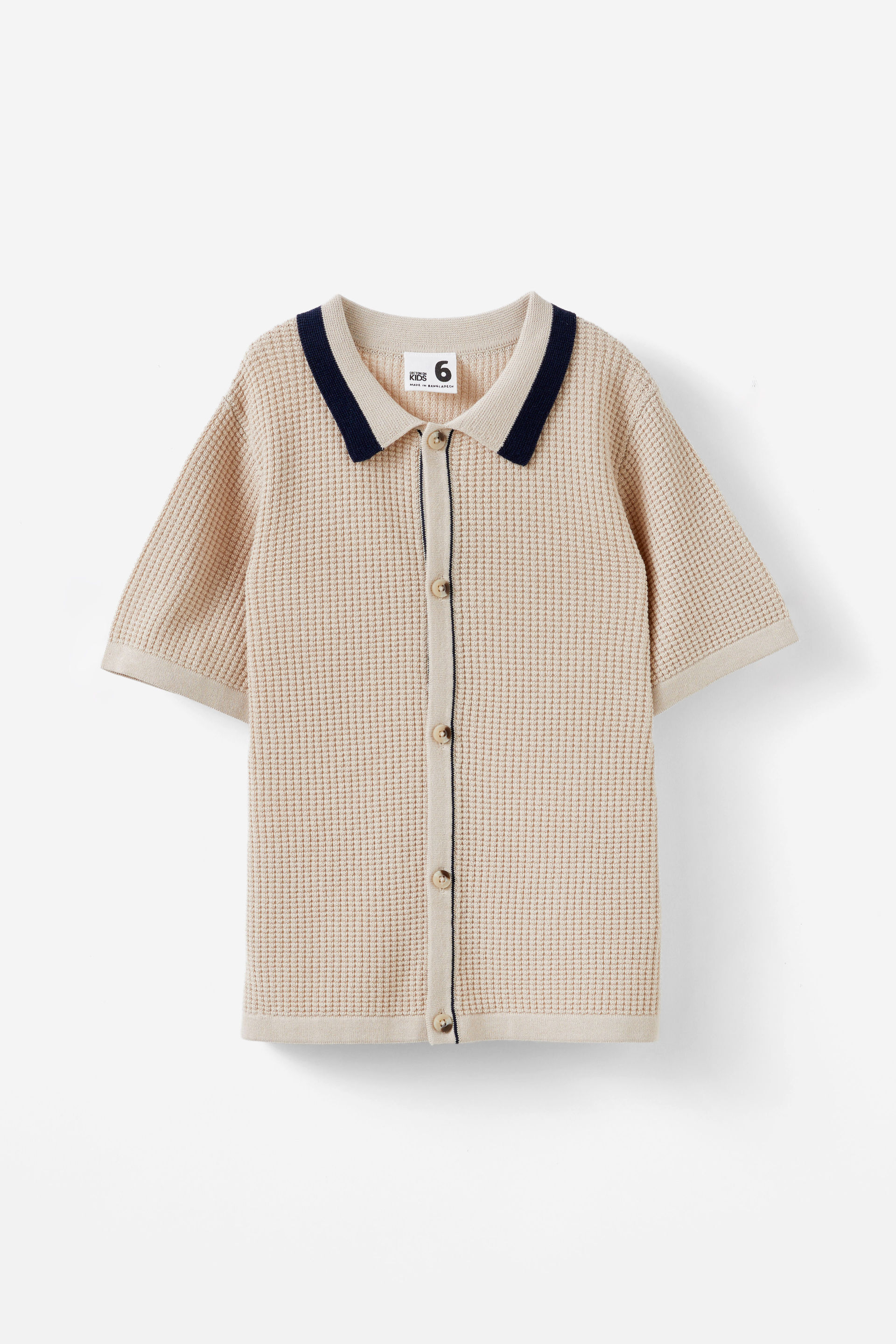 Knitted Short Sleeve Shirt rainy day/waffle