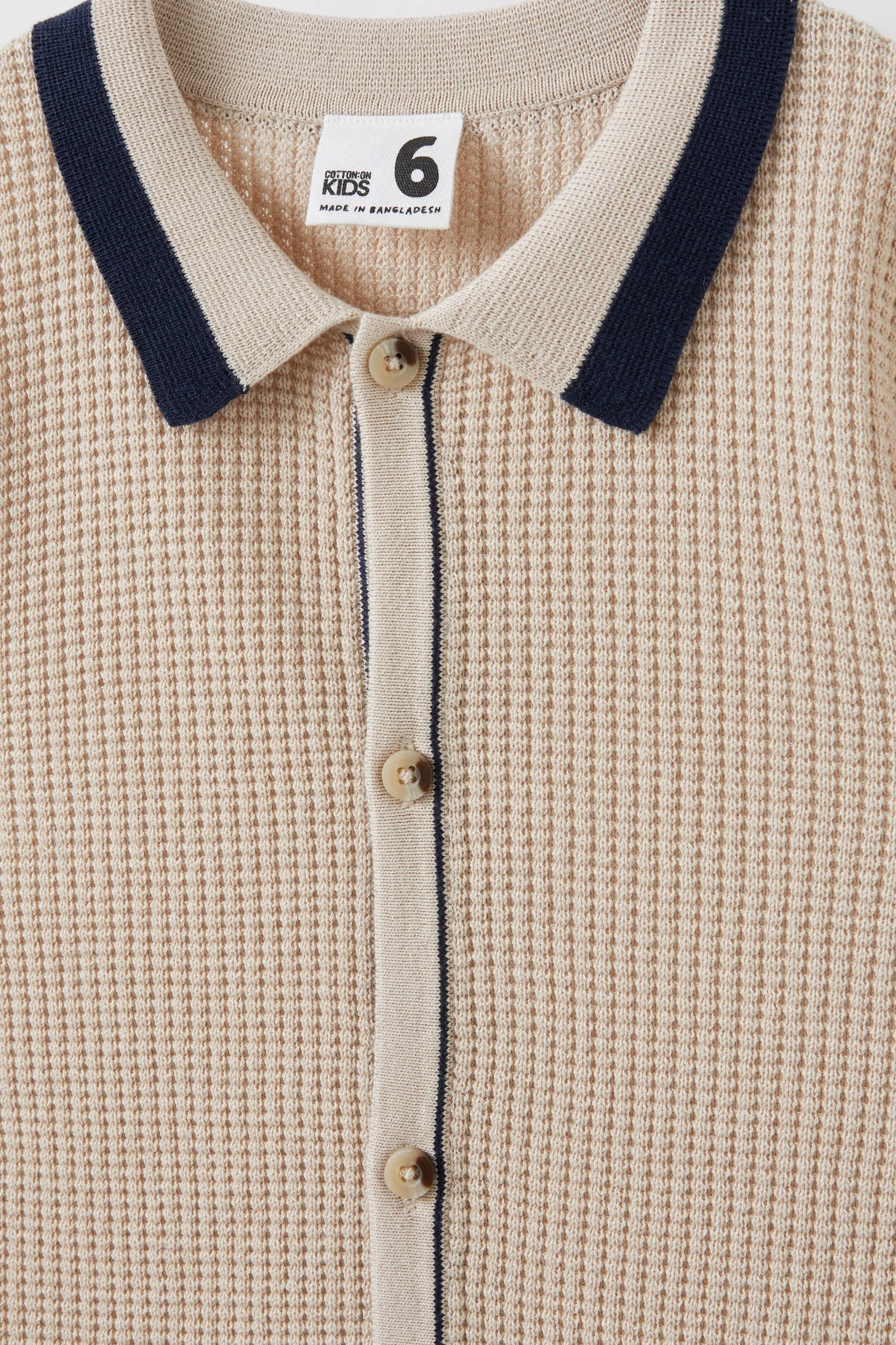 Knitted Short Sleeve Shirt rainy day/waffle