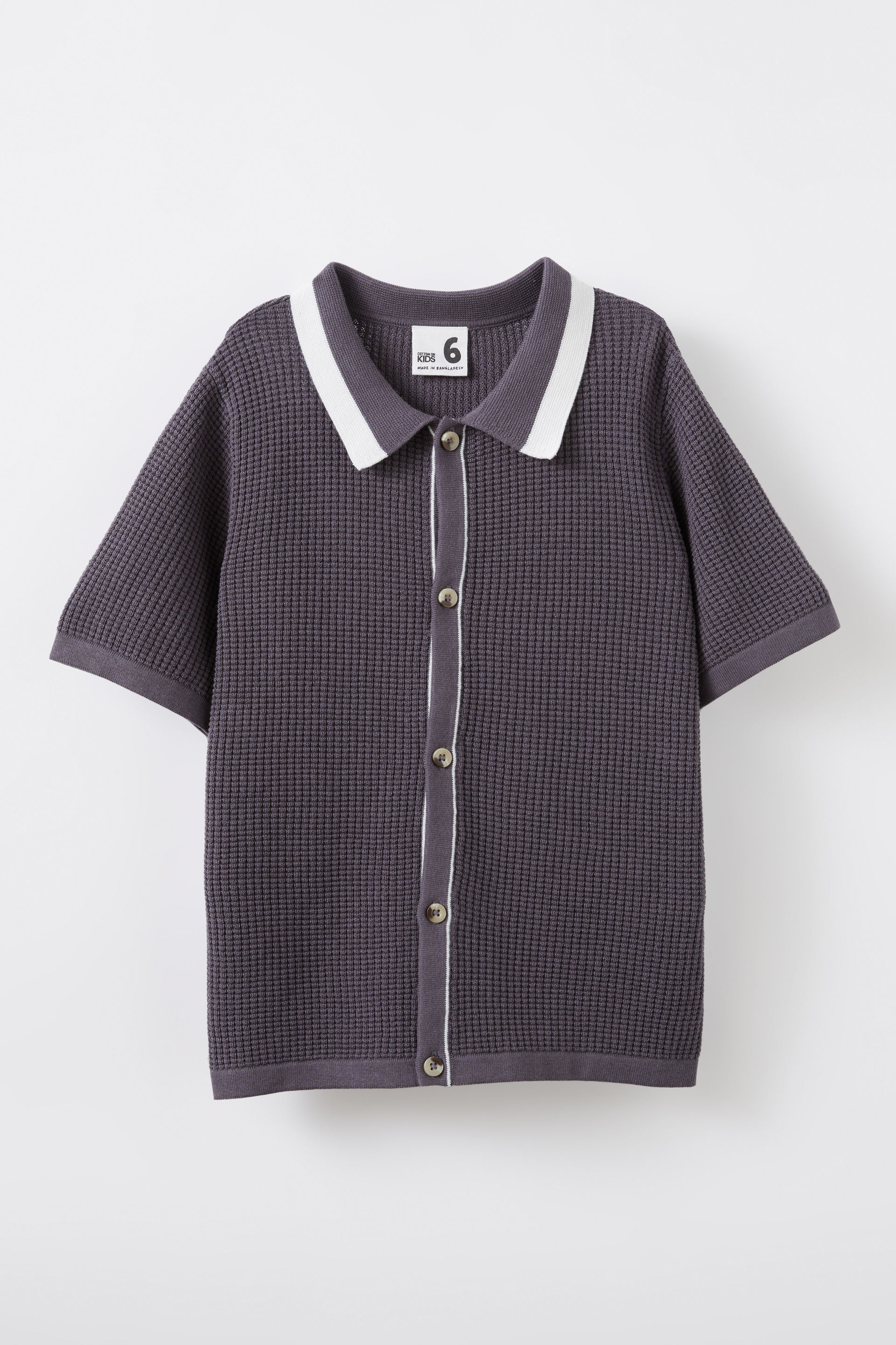 Knitted Short Sleeve Shirt rabbit grey/waffle
