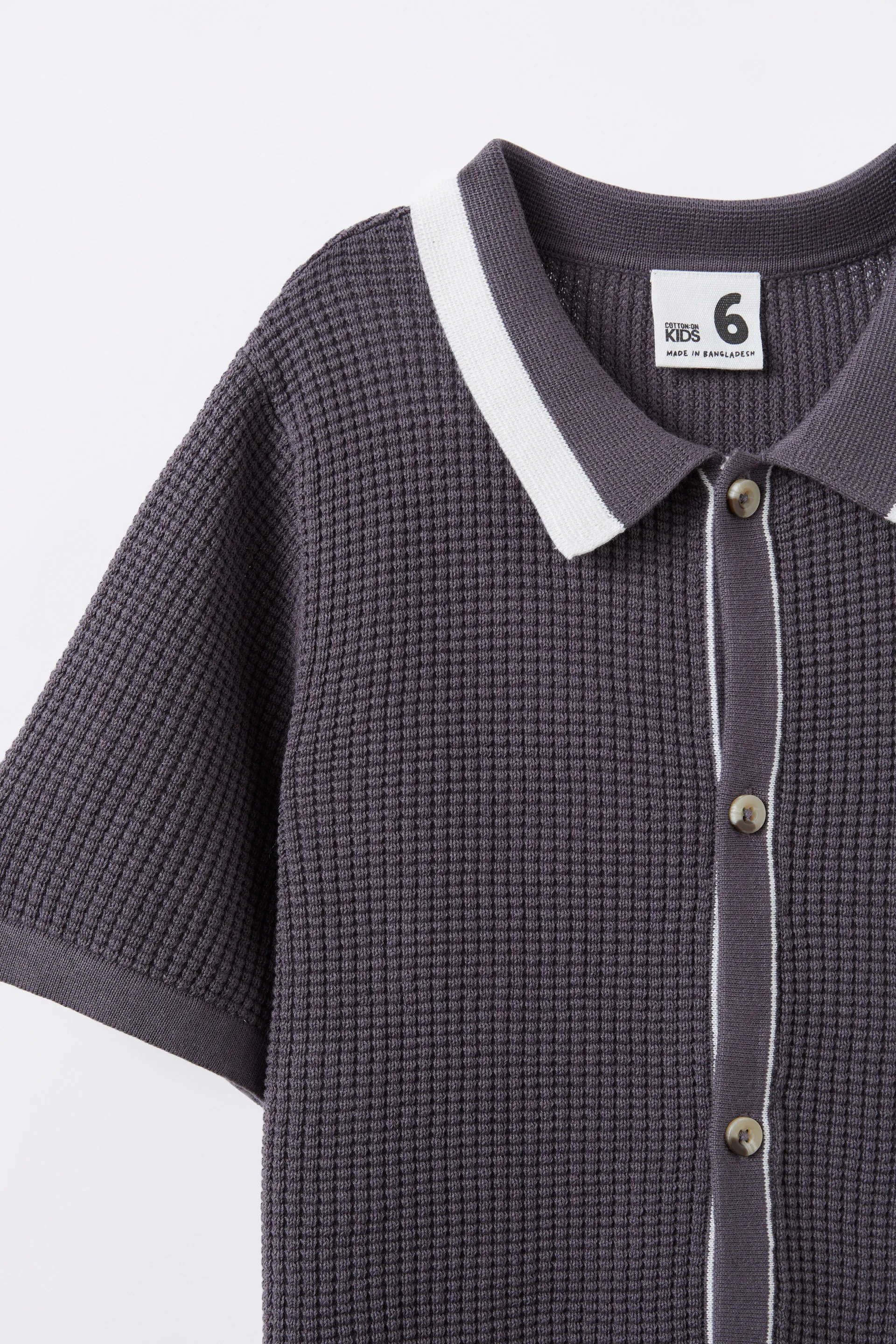 Knitted Short Sleeve Shirt rabbit grey/waffle