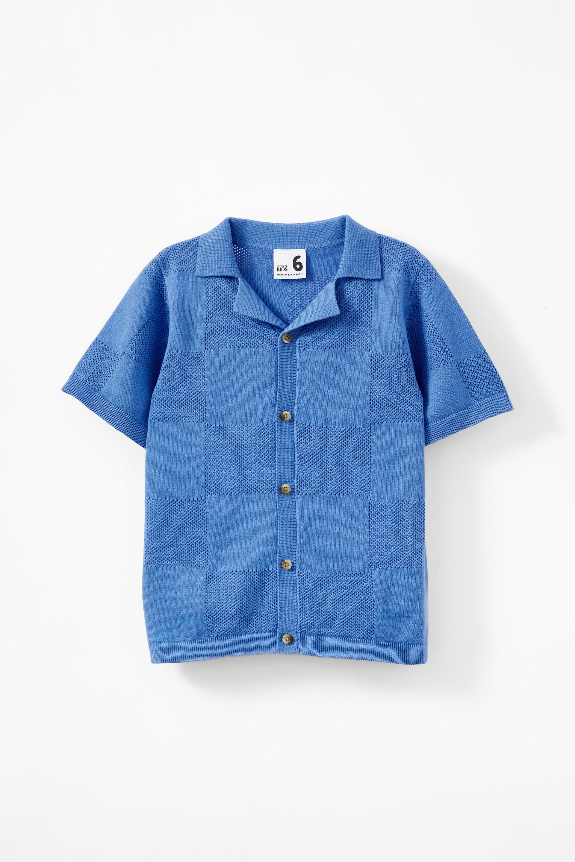 Knitted Short Sleeve Shirt deep sea blue