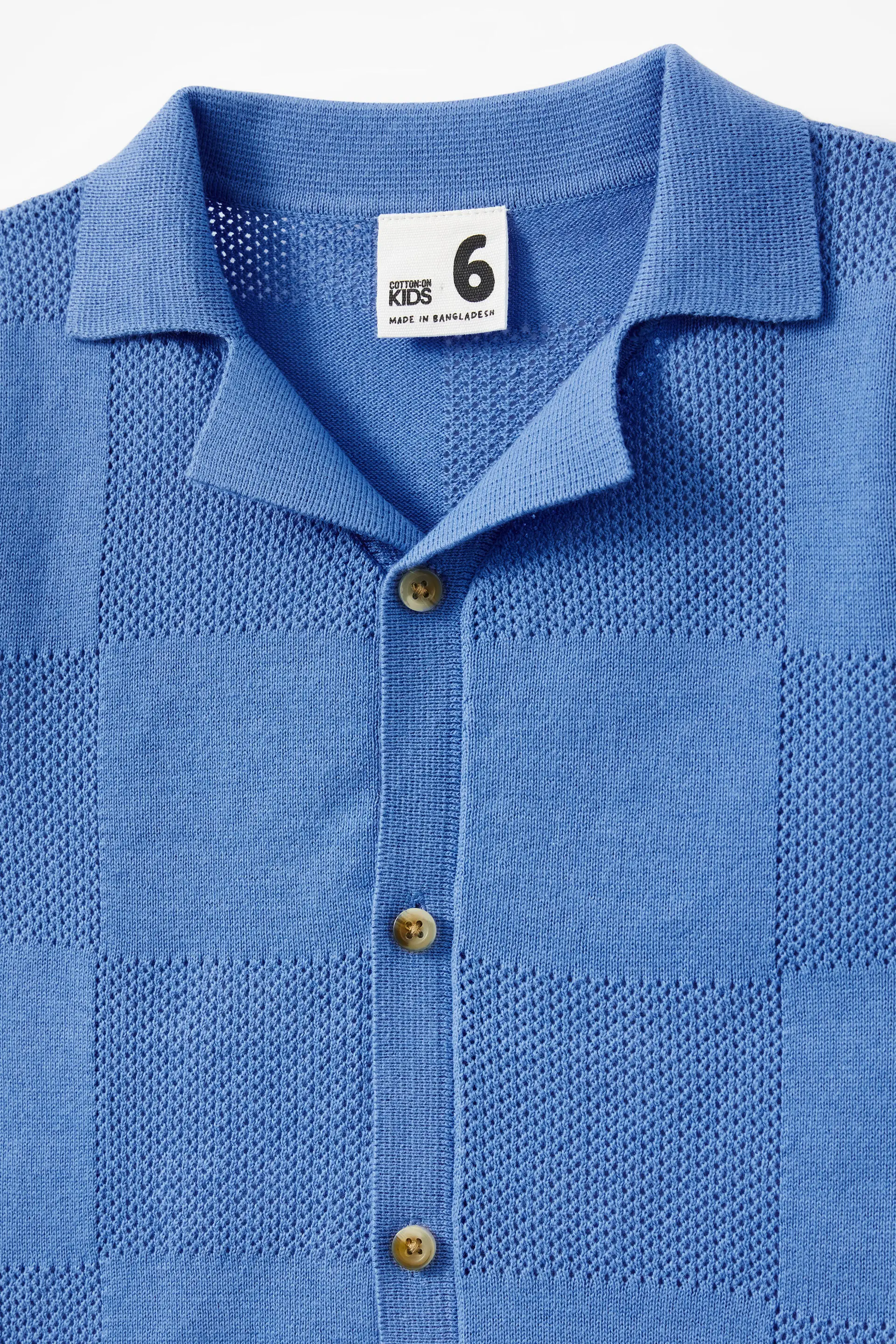 Knitted Short Sleeve Shirt deep sea blue