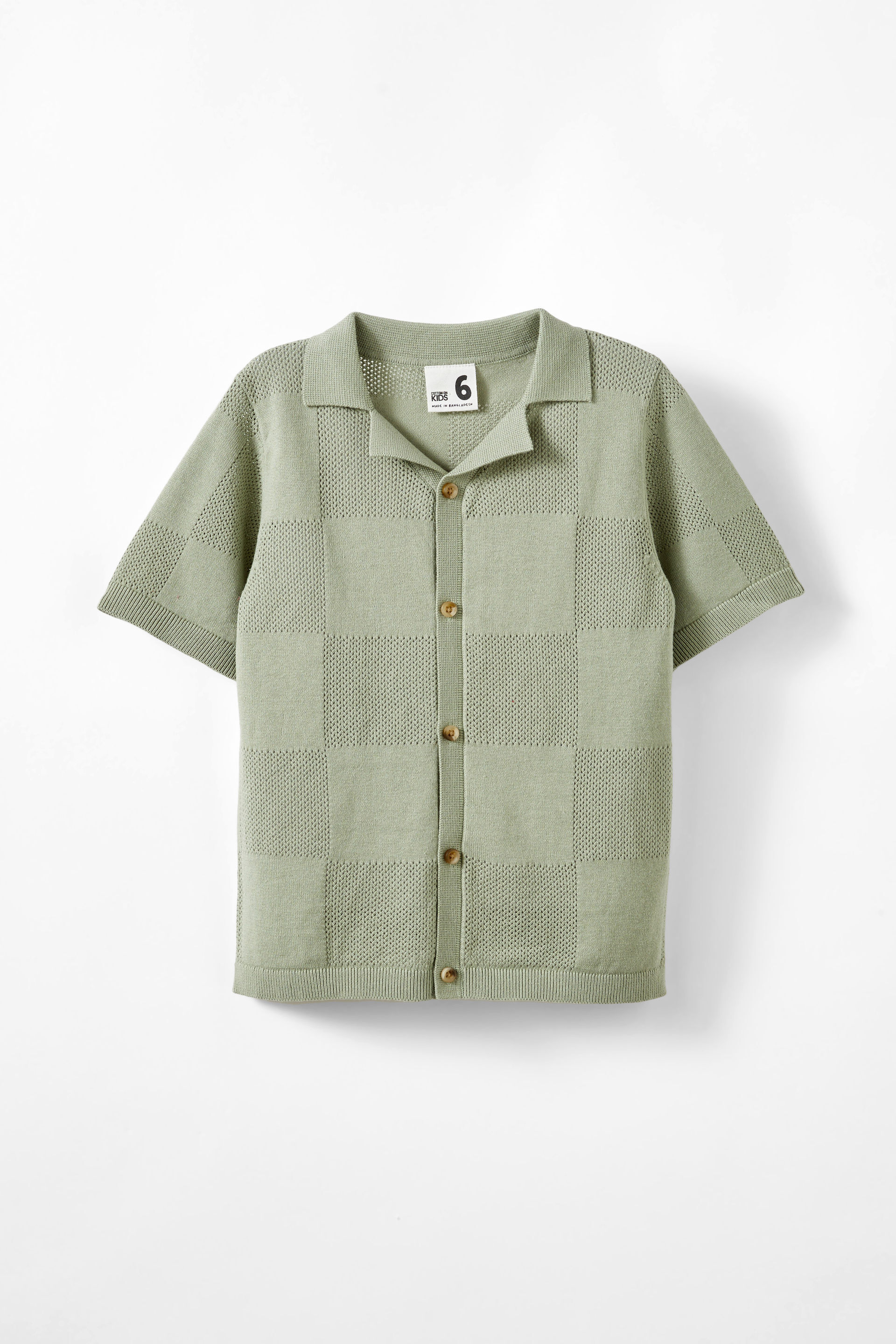 Knitted Short Sleeve Shirt deep sage