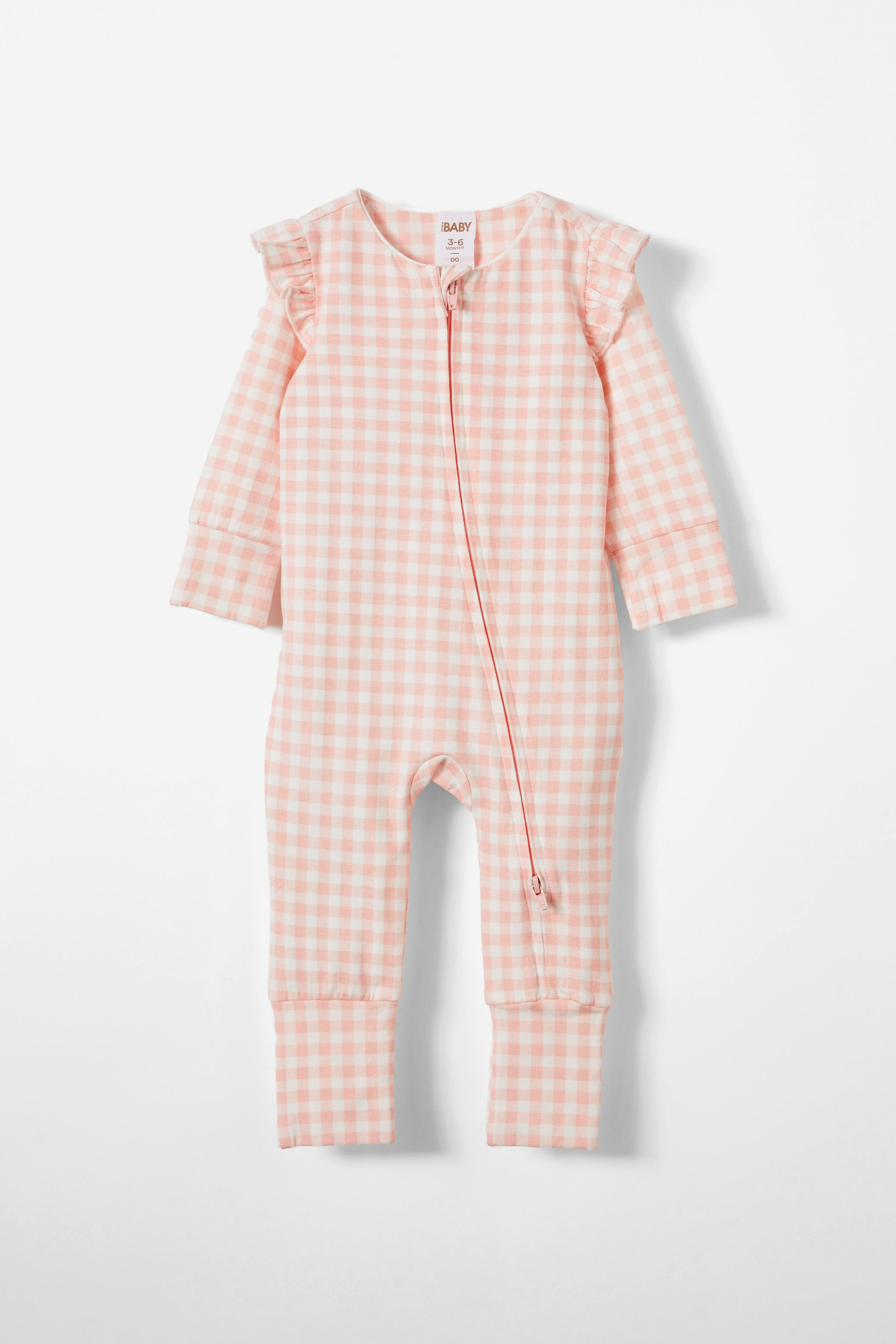 The Billie Long Sleeve Zip Romper pinky/gingham