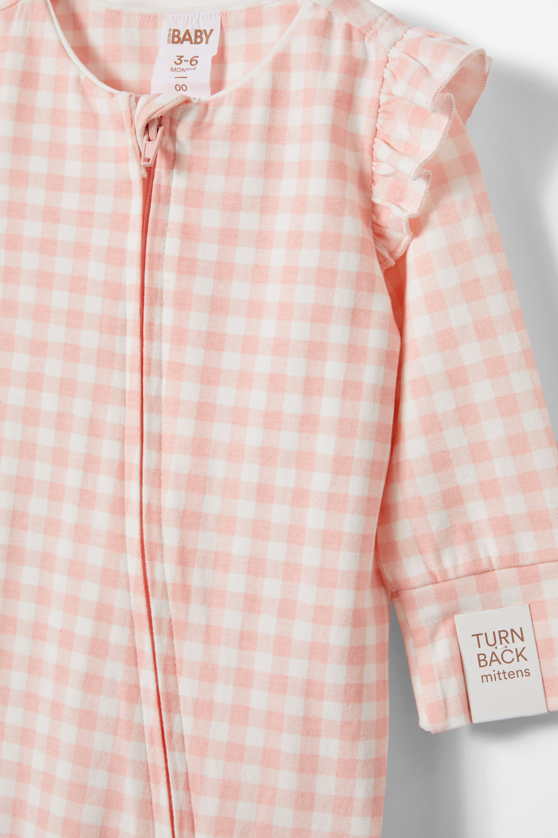 The Billie Long Sleeve Zip Romper pinky/gingham