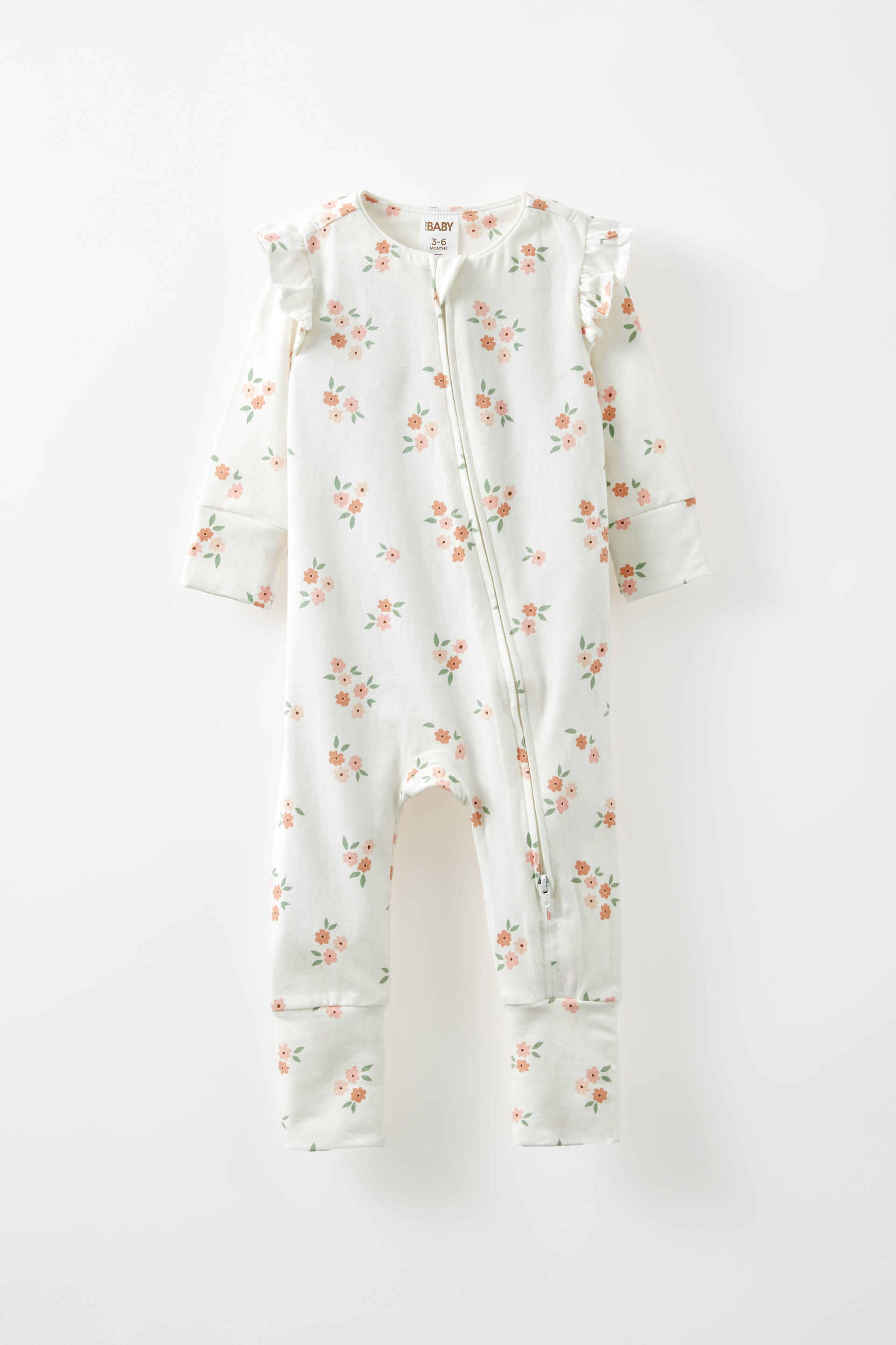 The Billie Long Sleeve Zip Romper vanilla/sweet floral