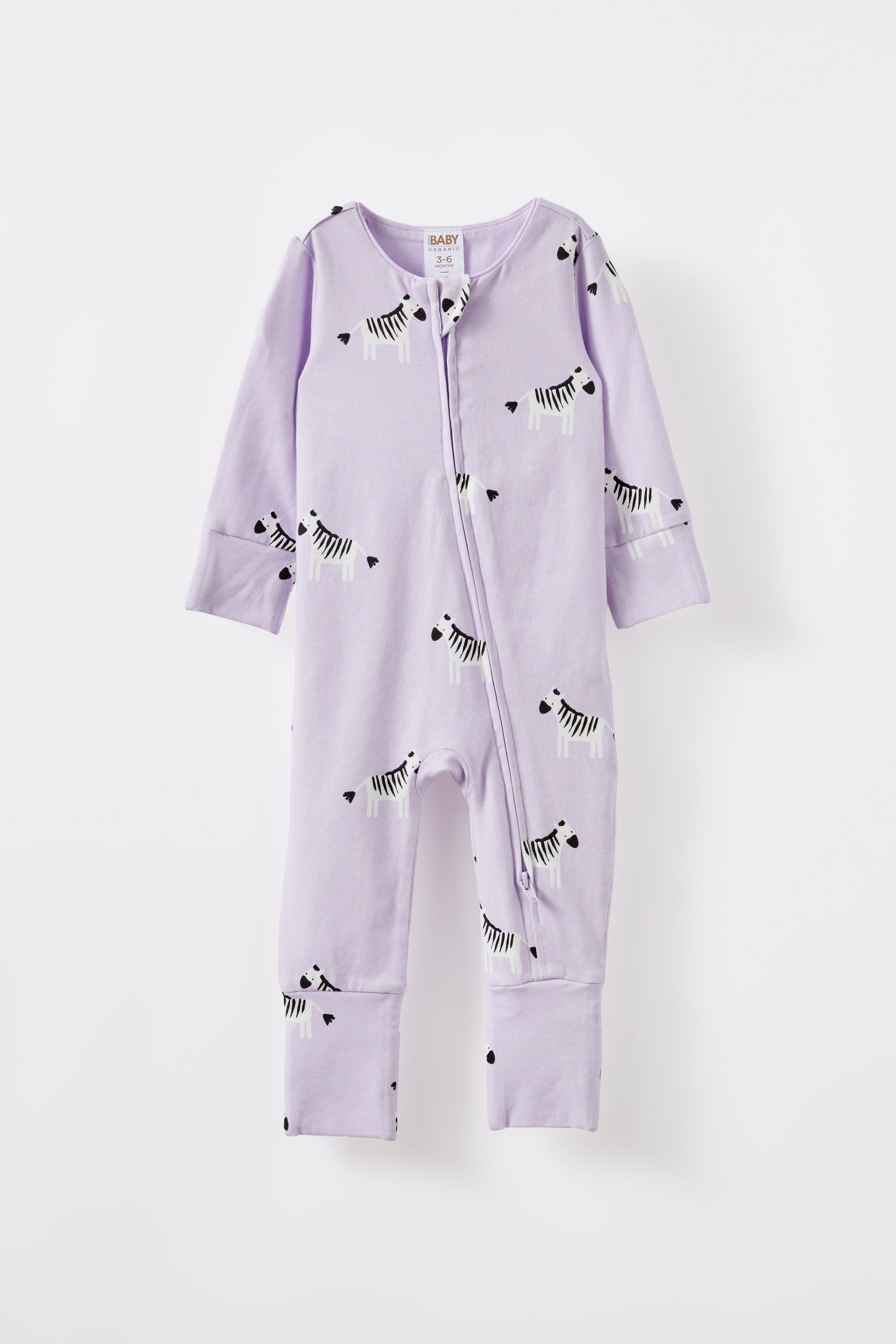 The Billie Long Sleeve Zip Romper vintage lilac/zoe zebra
