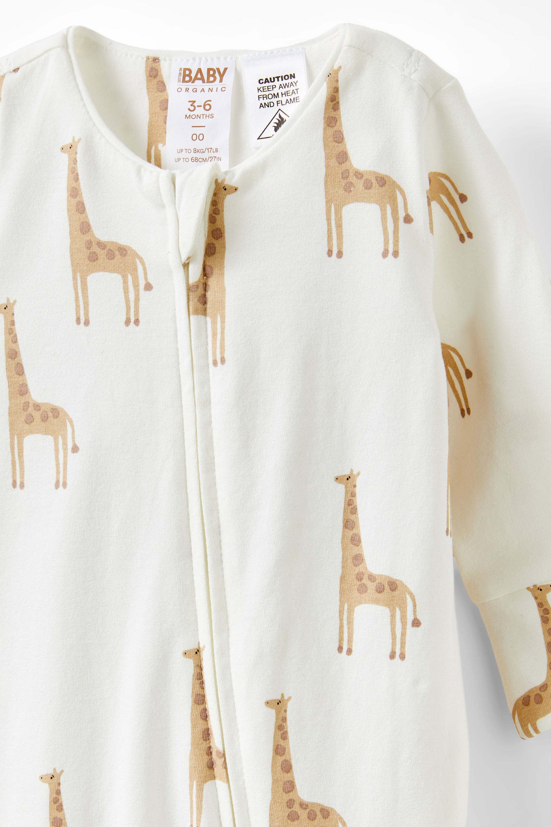 The Billie Long Sleeve Zip Romper vanilla/gerry giraffe