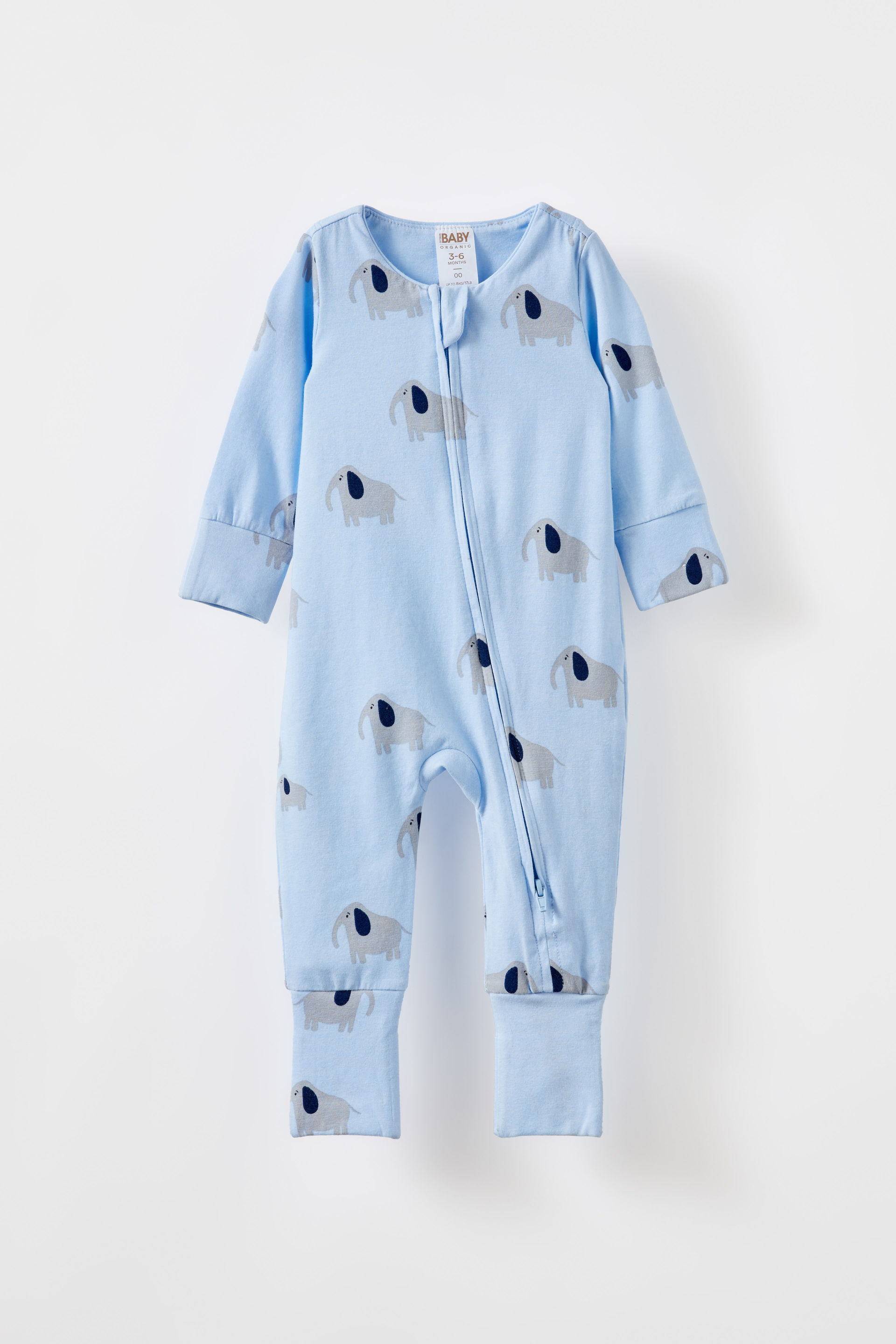 The Billie Long Sleeve Zip Romper dawn blue/ellie elephant
