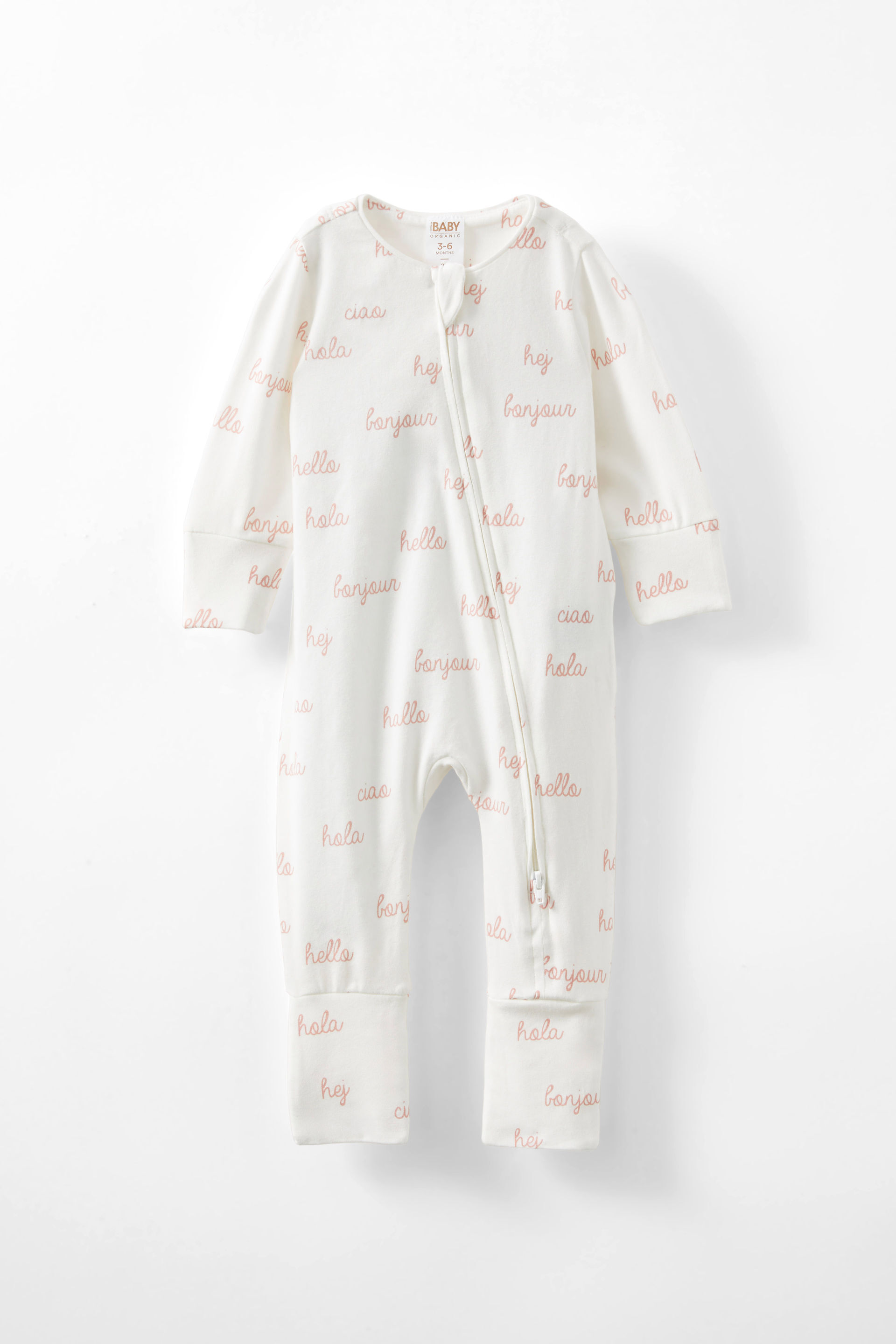 The Billie Long Sleeve Zip Romper vanilla/hello