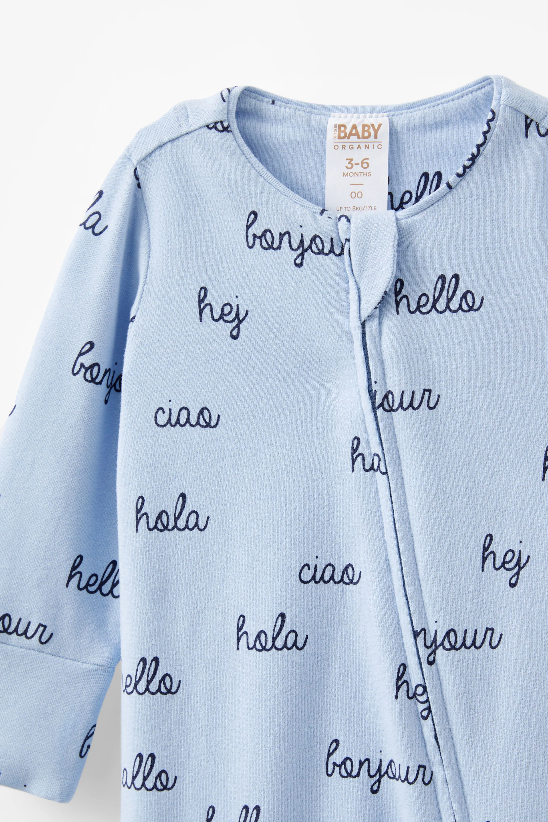 The Billie Long Sleeve Zip Romper dawn blue/hello