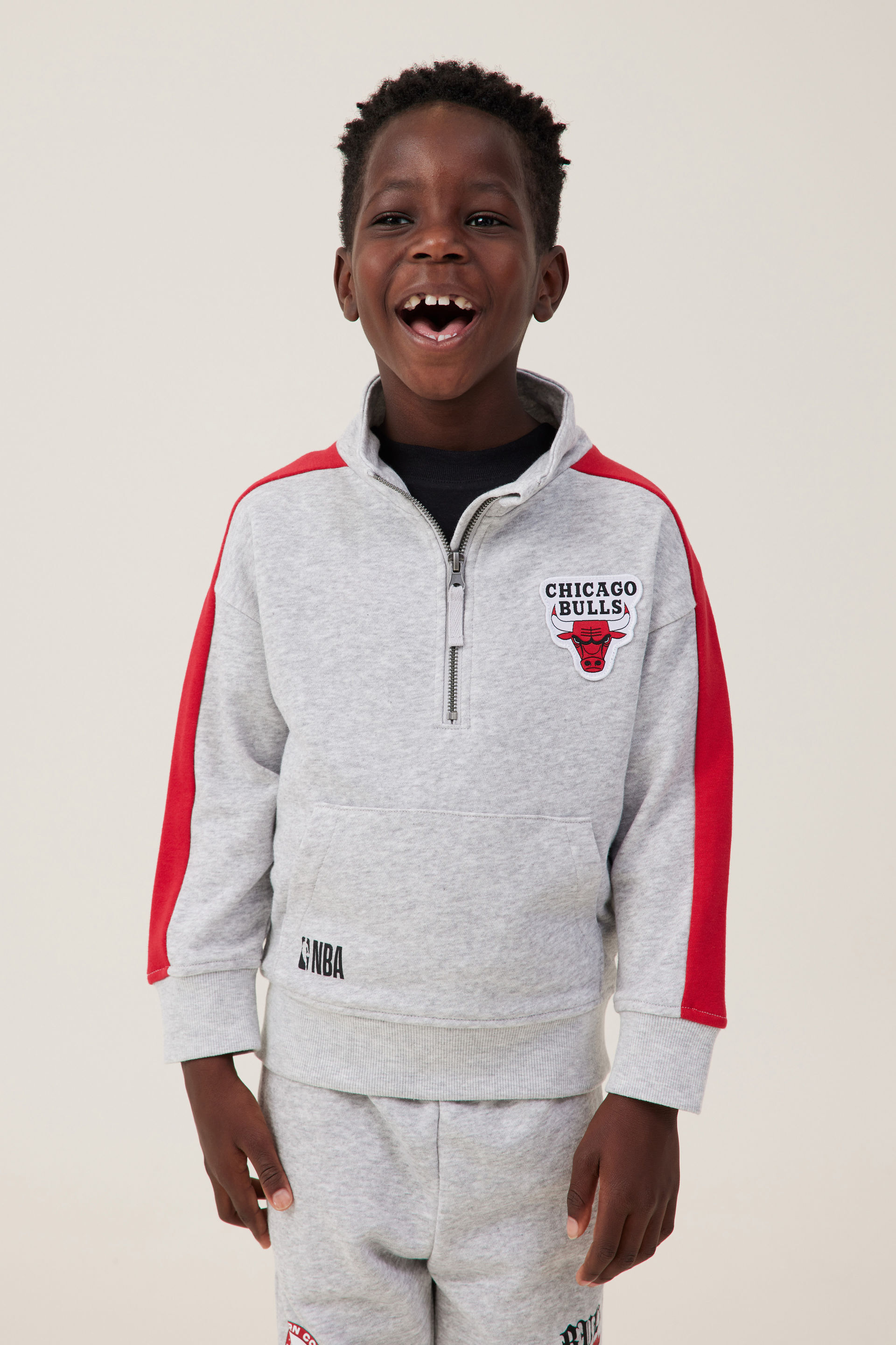 License Alfie Fleece Pullover lcn nba fog grey marle/chicago bulls badge
