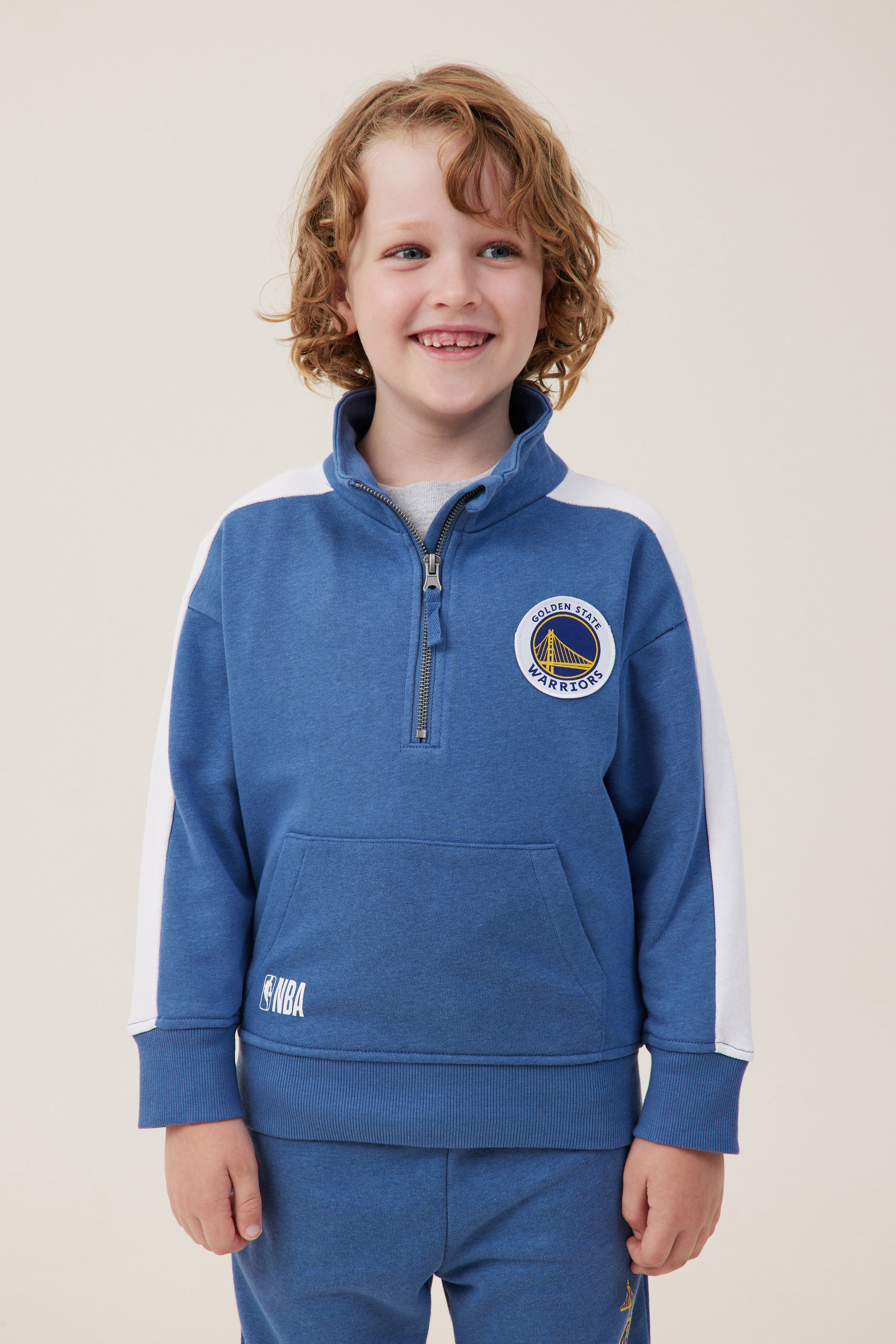 License Alfie Fleece Pullover lcn nba petty blue/warriors badge