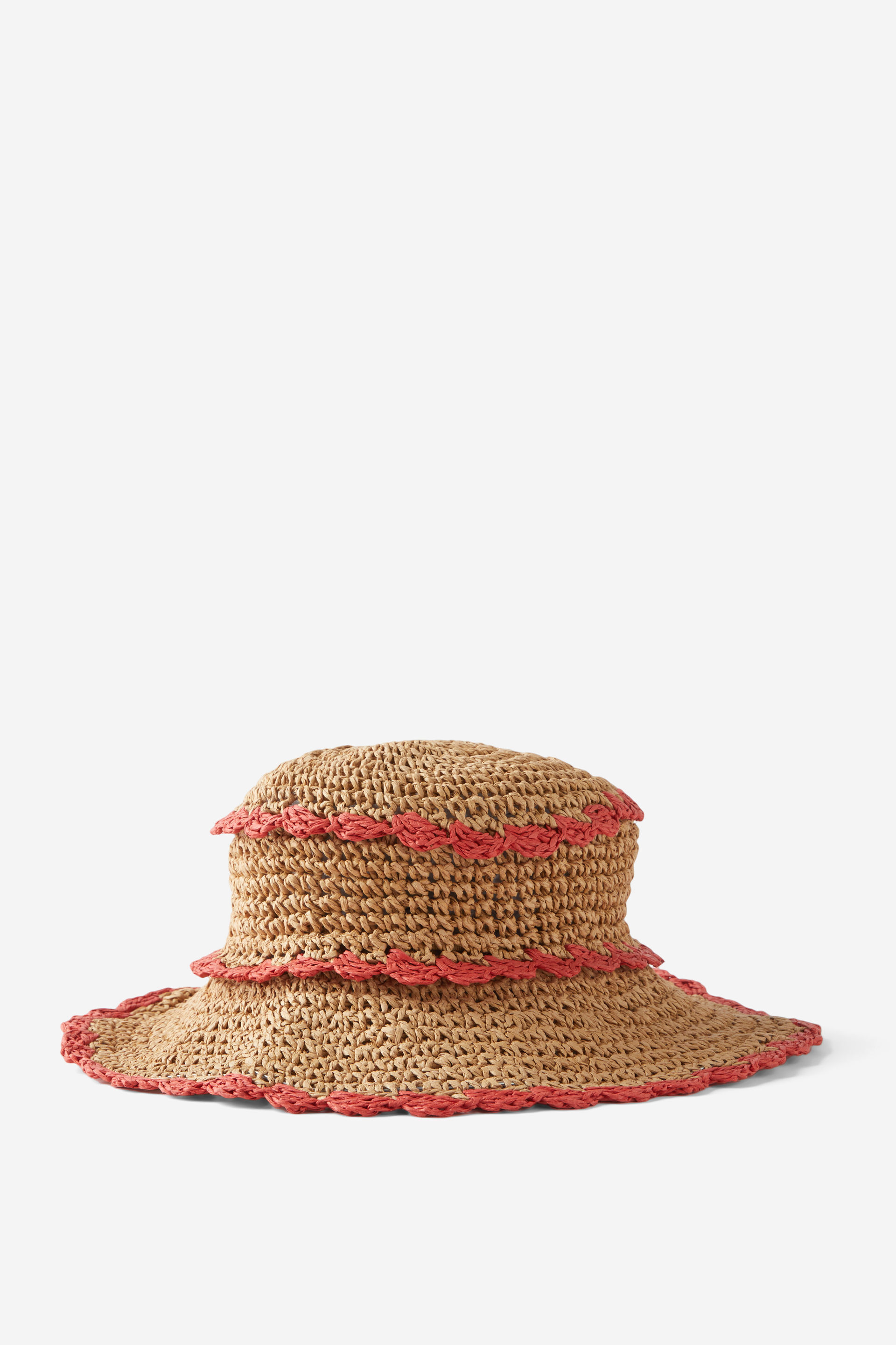 Kids Crochet Bucket Hat natural/varisty red