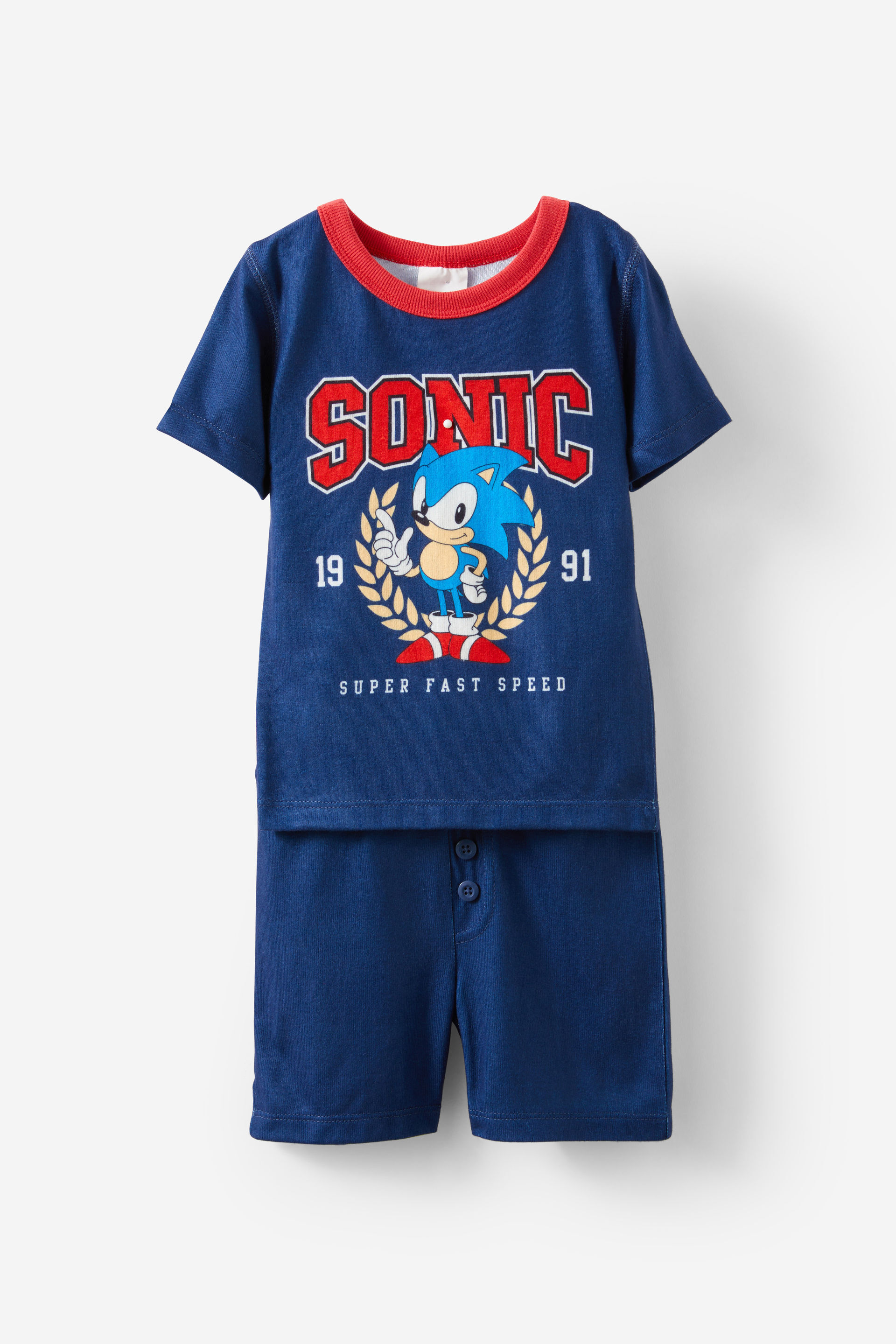 Sonic the Hedgehog Super Soft Short Sleeve Pajama Set lcn seg sonic 1991/ in the navy