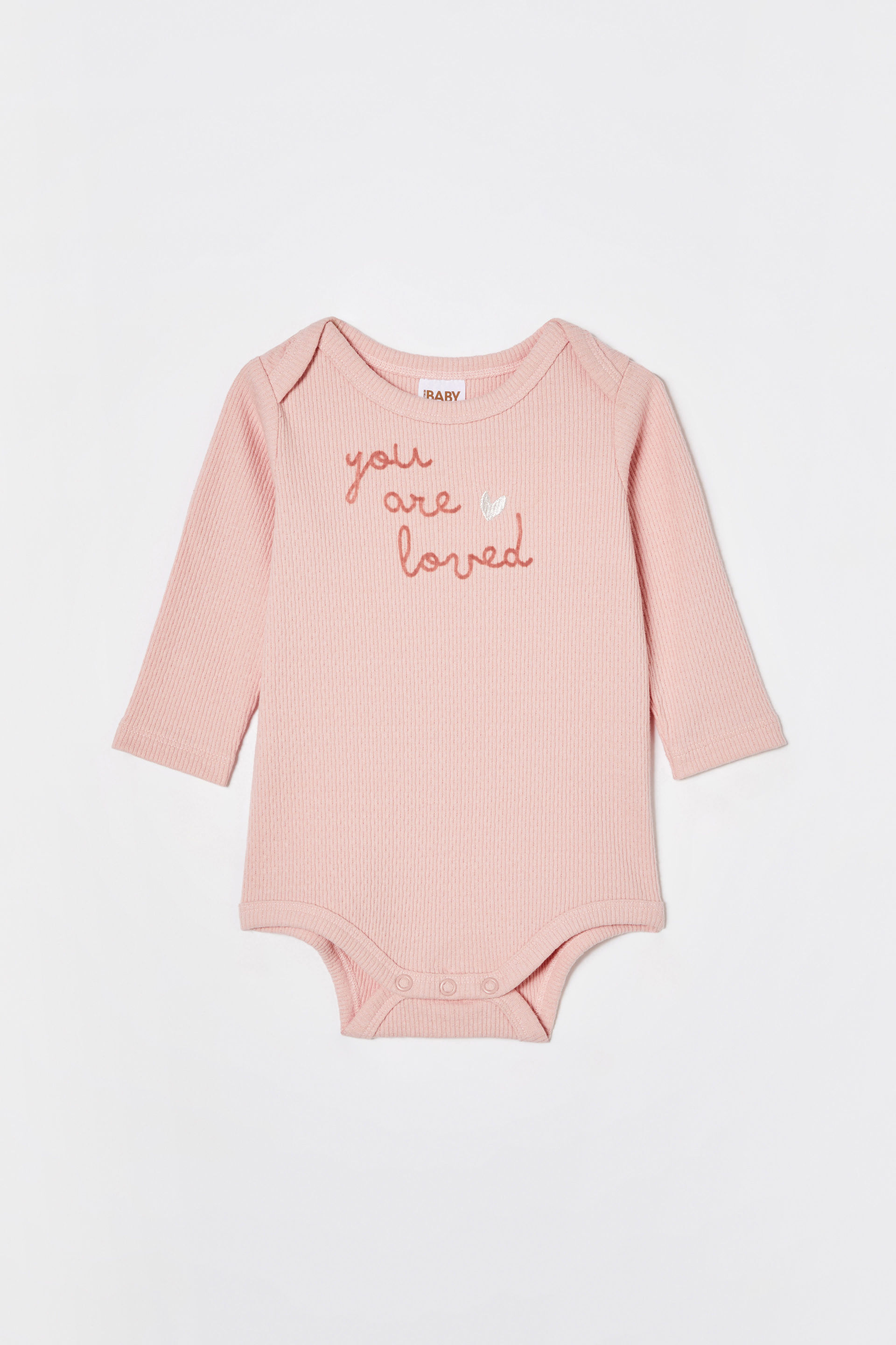 Organic Pointelle Long Sleeve Bubbysuit zephyr/you are loved