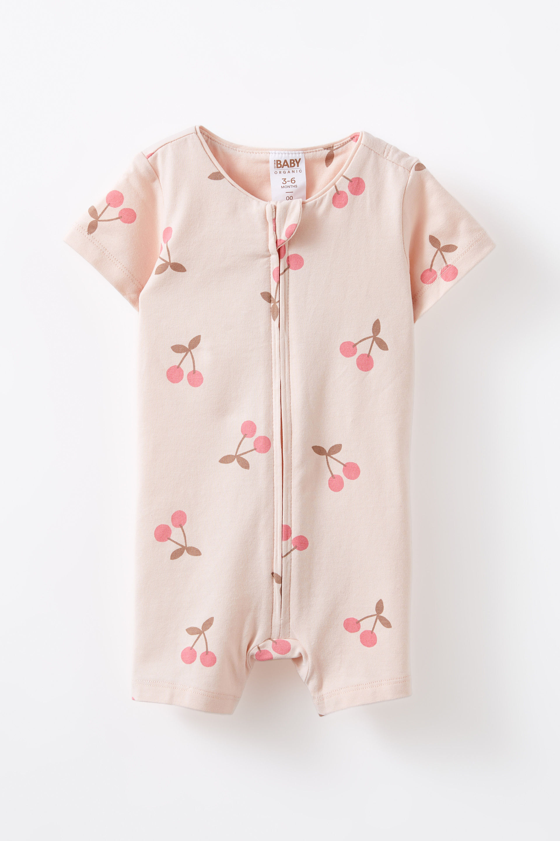 The Billie Short Sleeve Zip Romper pink pearl/summer cherries